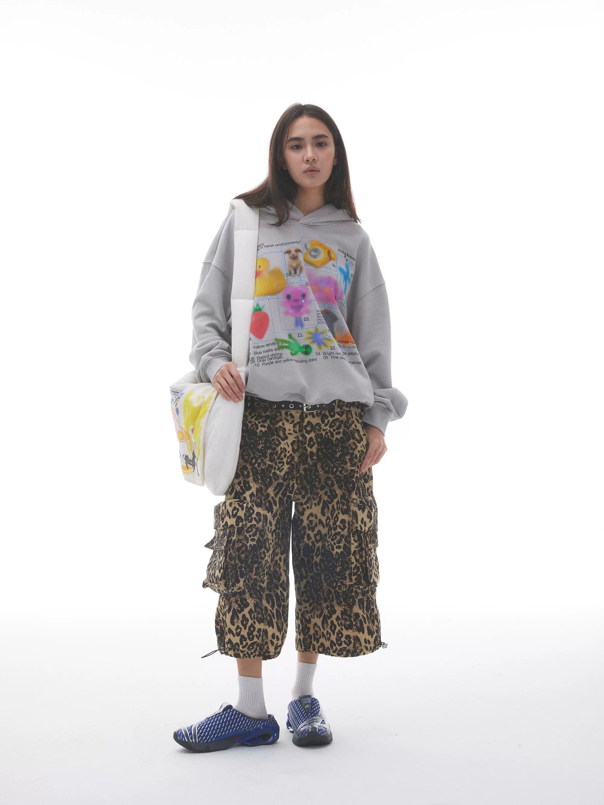 “钻石丛林”| eeee满钻豹纹重工小众夏季阔腿短裤七分裤baggy裤