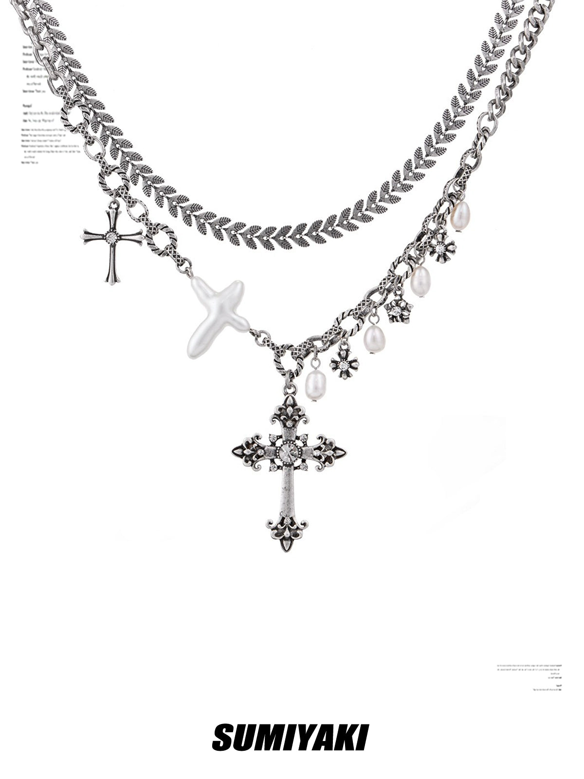 珍珠做成的十字架!SUMIYAKI哑银十字架项链女