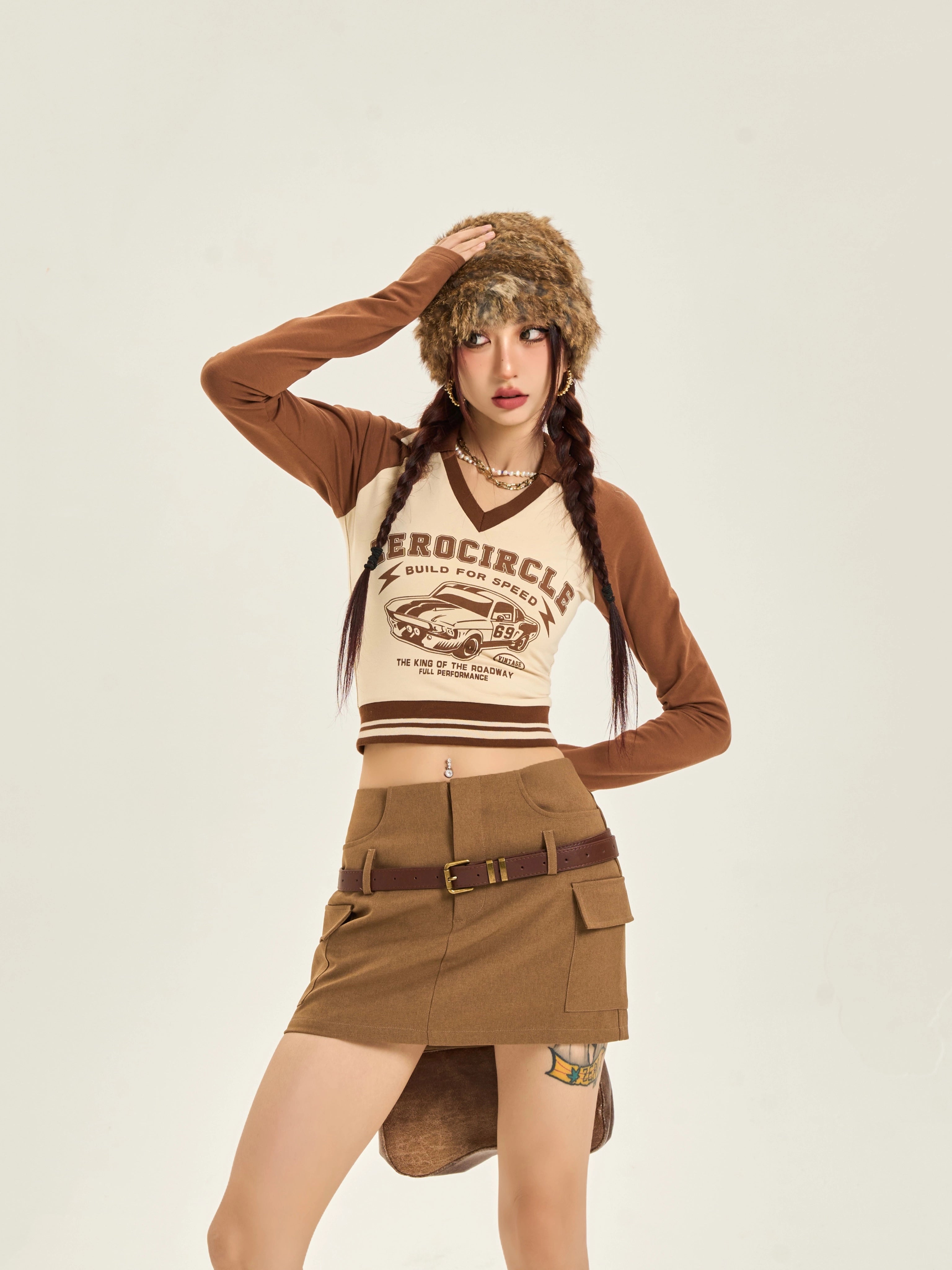 野生zerocircle黑棕色半身裙女夏季设计感辣妹修身显瘦包臀短裙子