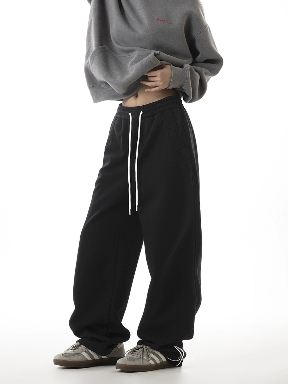 ICH MODE 美式复古休闲运动卫裤女秋冬国潮牌宽松垂感直筒休闲裤