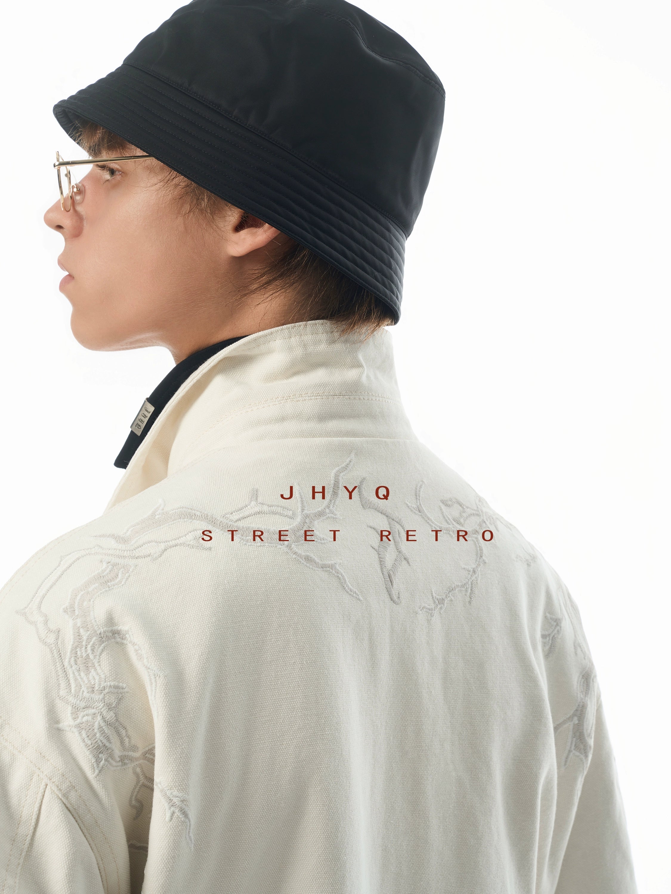 【丞磊同款】JHYQ荆棘新国风重磅机车夹克男潮牌荆棘绣棒球服外套