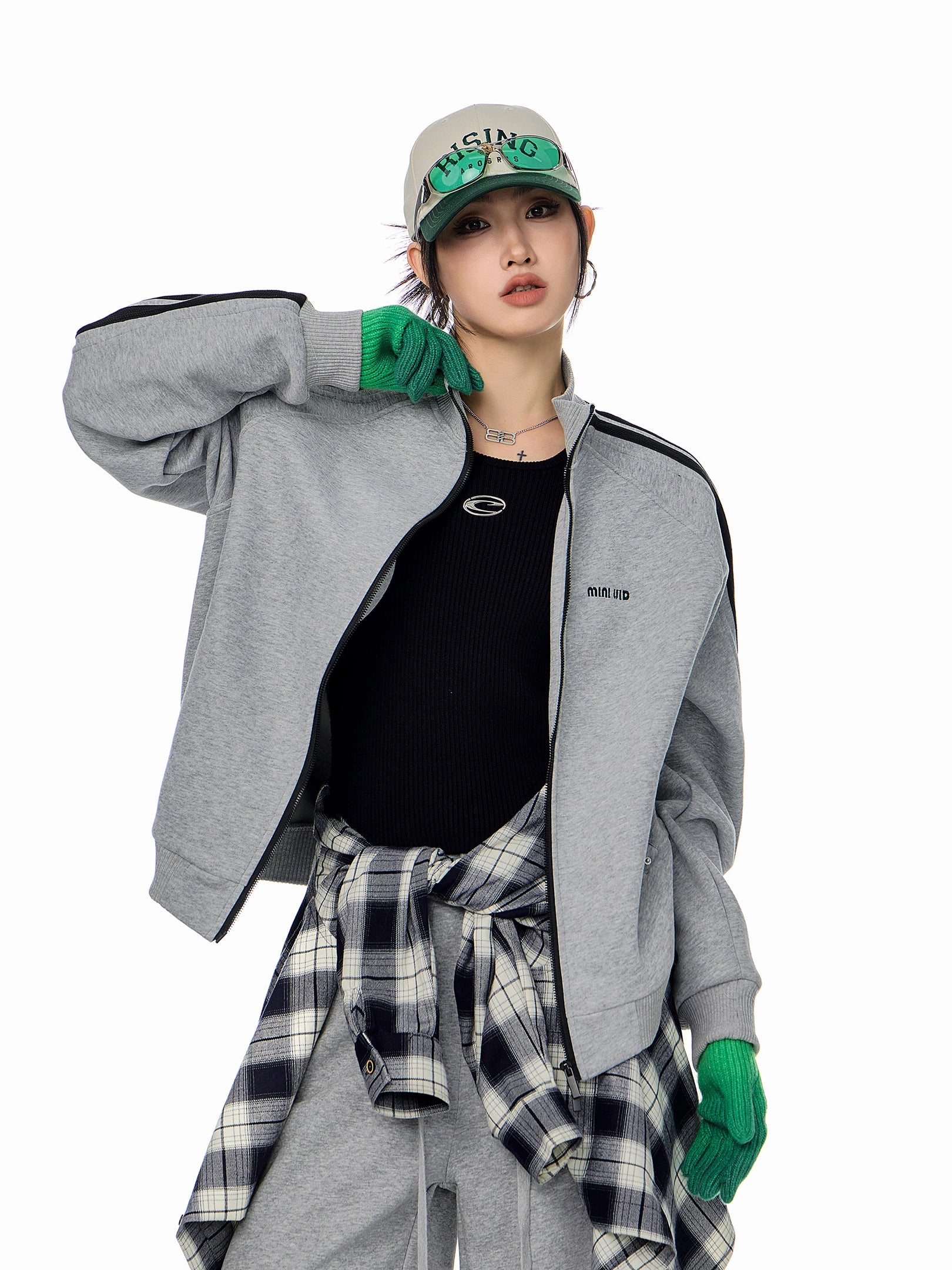 ICH MODE 美式复古卫衣外套女秋冬2025新款宽松休闲运动开衫上衣