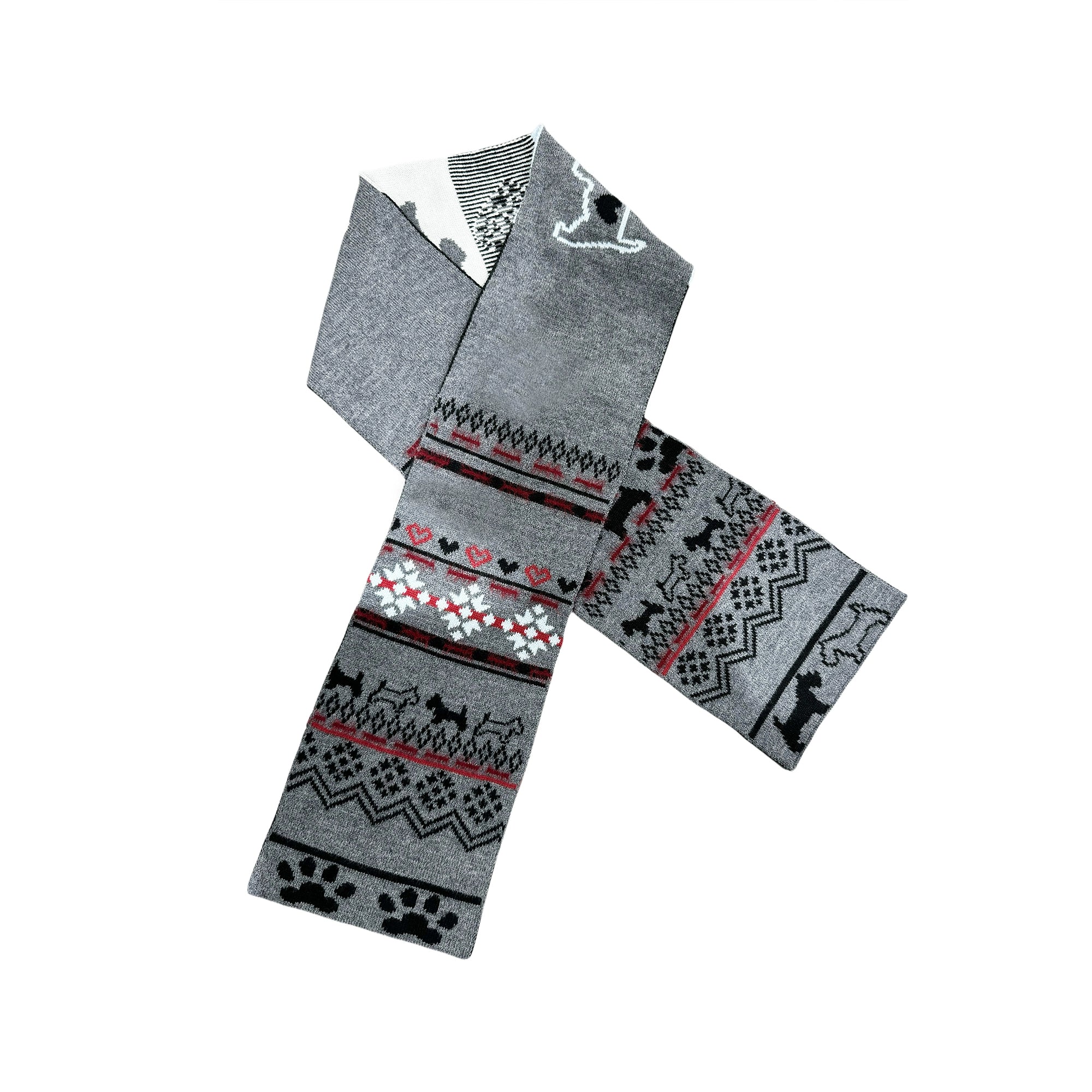 2th Desire费尔岛复古爱心提花软糯羊毛混纺两用针织保暖加厚围巾