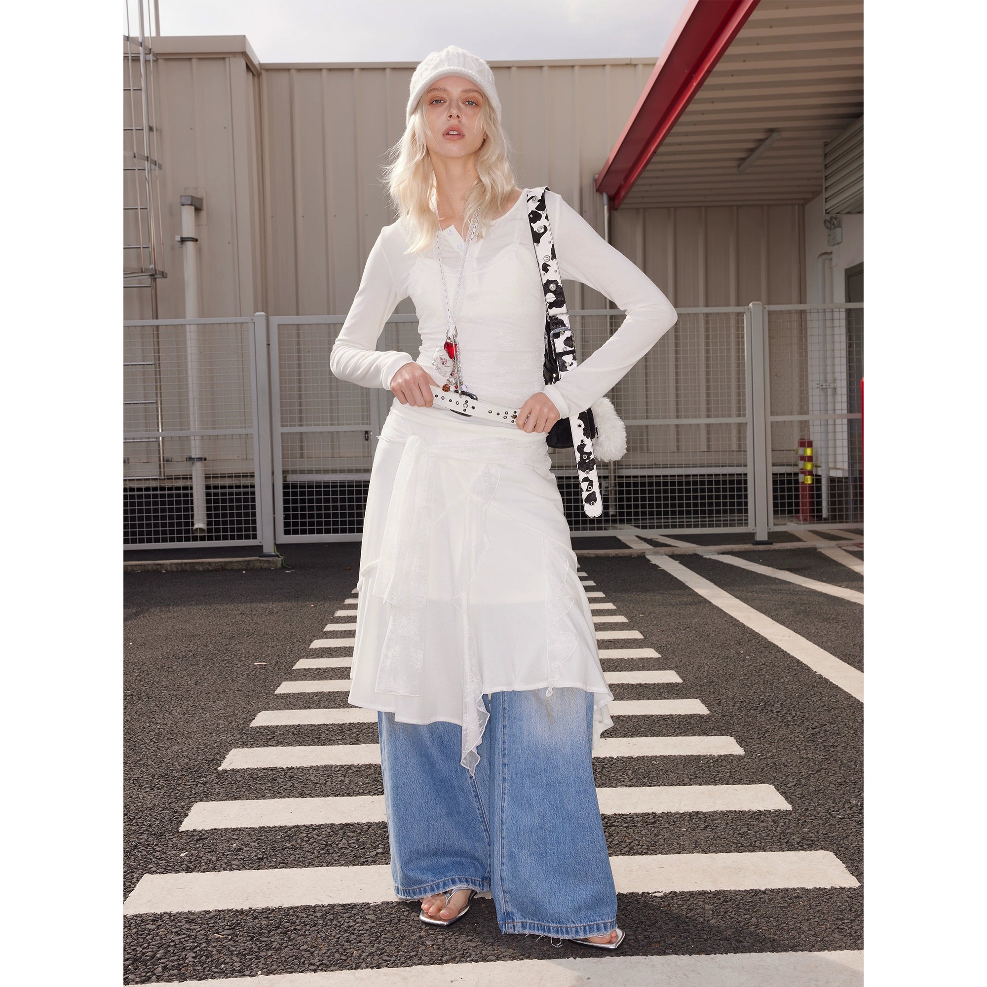 2th Desire原创设计蕾丝彩钻爱心朋克别针多戴法锁骨项链毛衣链