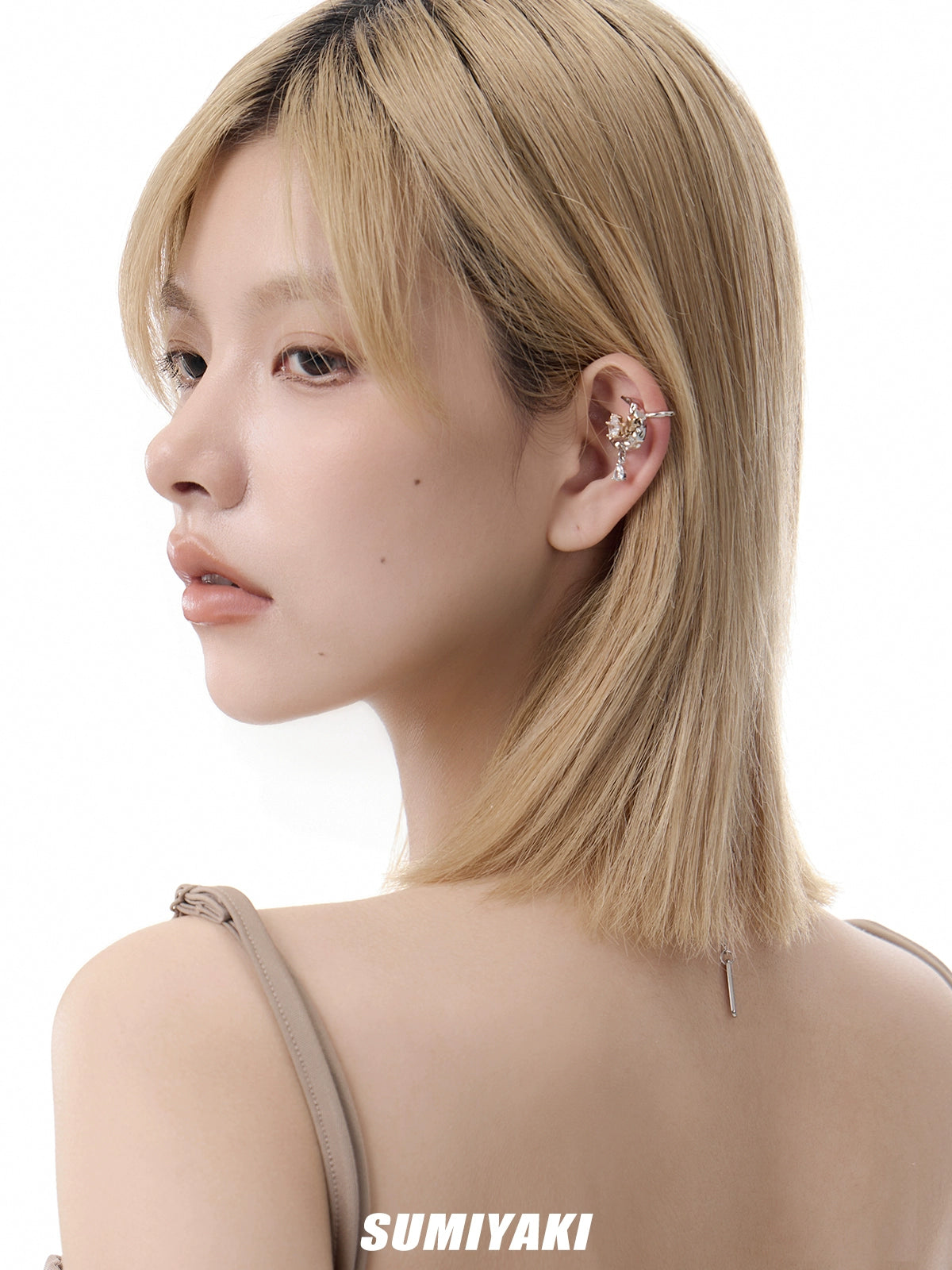 无耳洞耳夹!SUMIYAKI 原创月亮不对称耳夹女星月耳饰女小众耳环