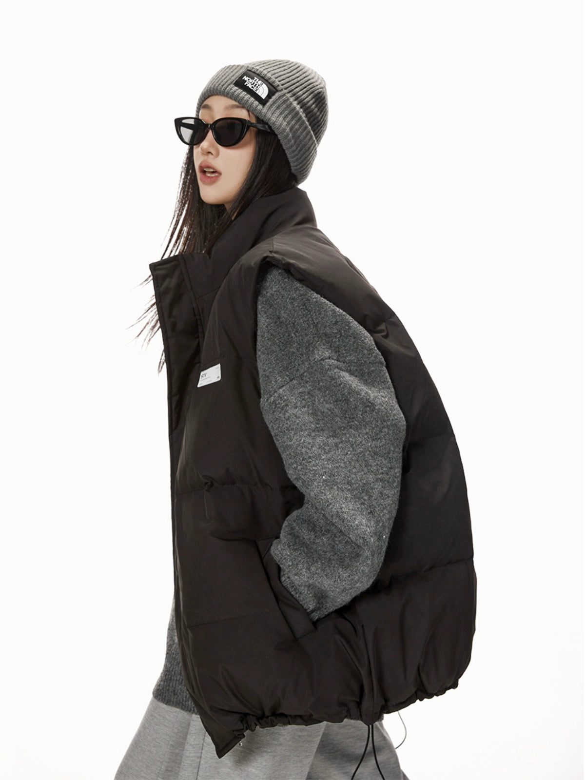 ICH MODE 美式复古棉马甲女秋冬季宽松夹棉外套棉服棉衣加厚背心