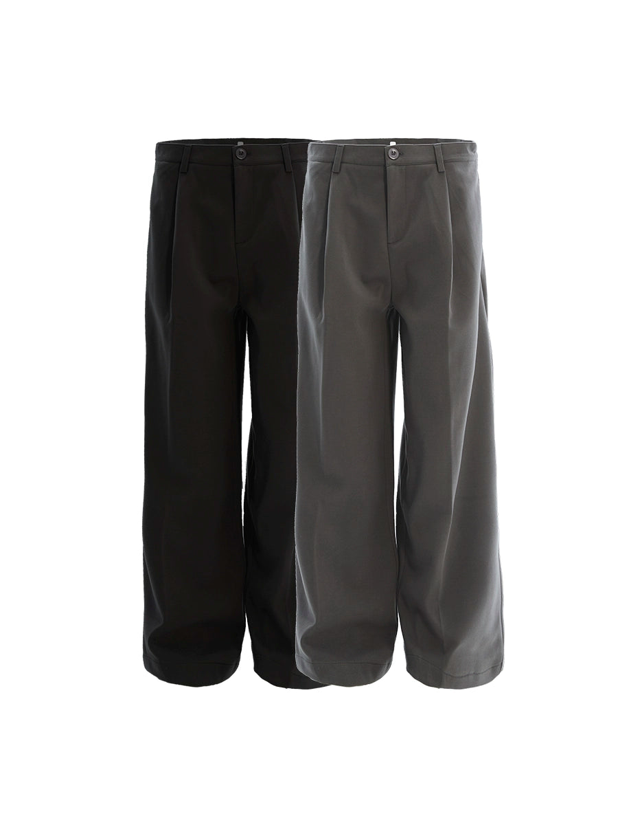 潮WOO专属TERRAINCOGNITA宽松绒感毛呢西裤百搭垂感长裤阔腿裤男