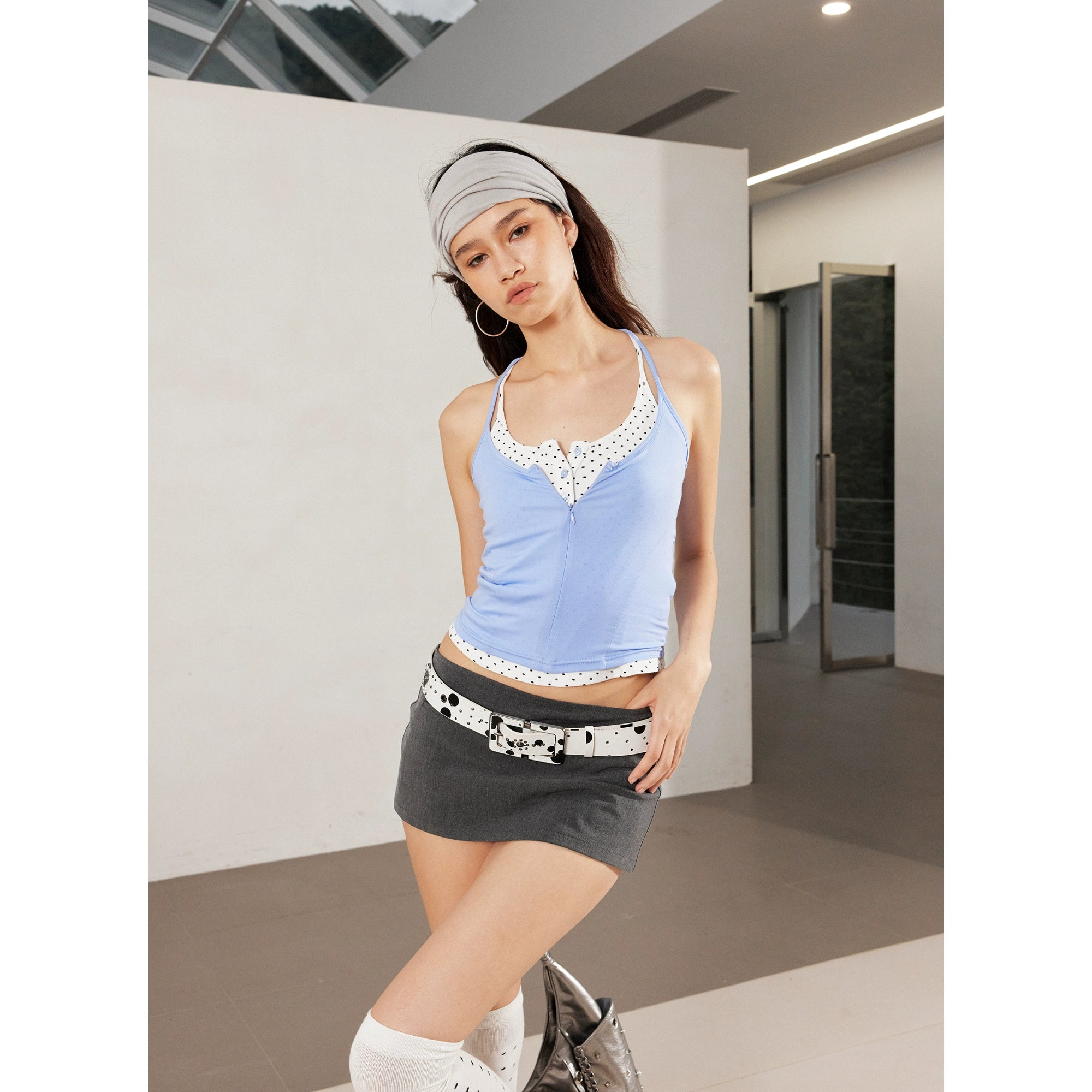 2th Desire真两件复古撞色亲肤叠穿甜辣工字背心吊带无袖上衣女