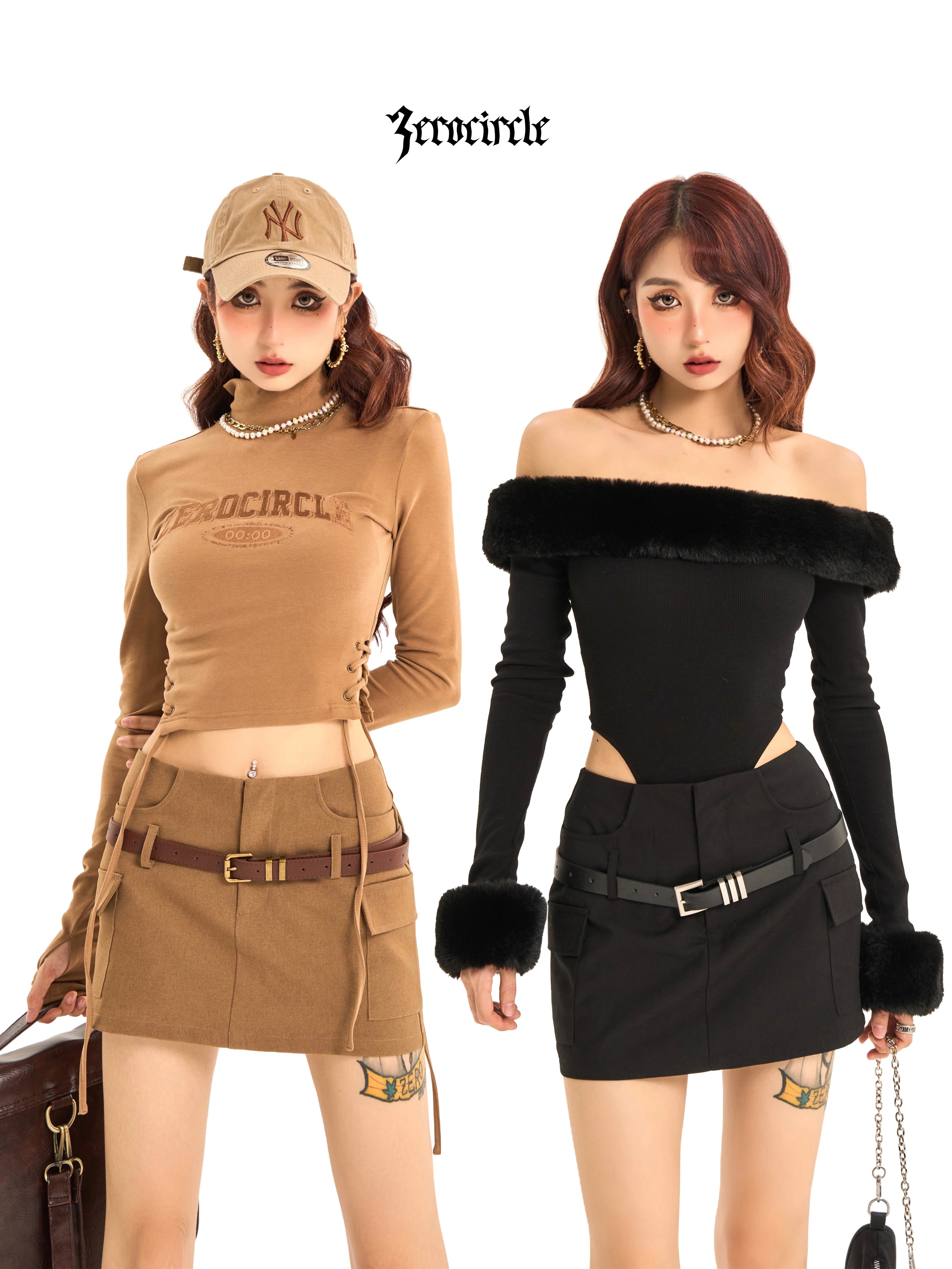 野生zerocircle黑棕色半身裙女夏季设计感辣妹修身显瘦包臀短裙子