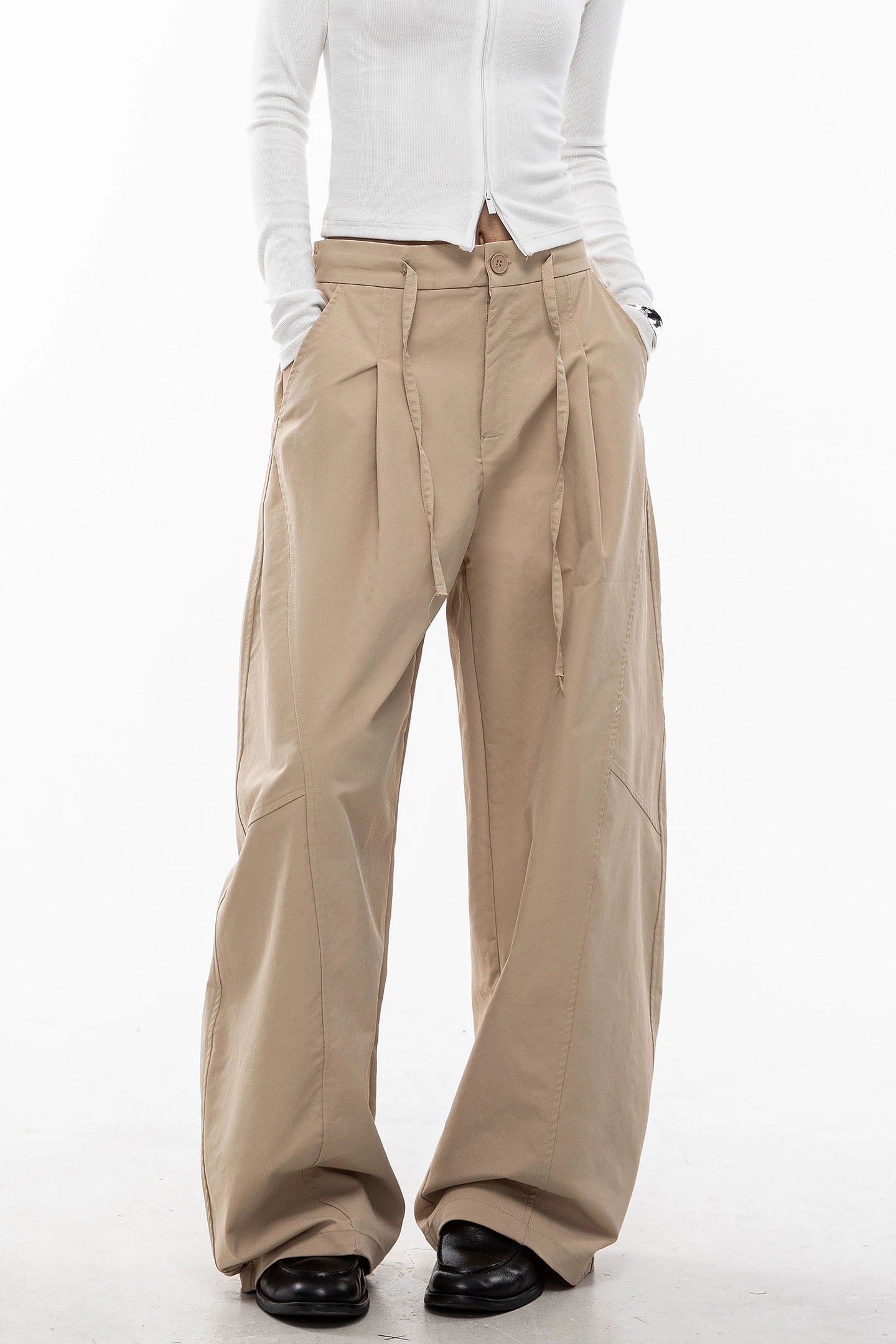 ICH MODE 美式复古弯刀休闲裤女宽松慵懒直筒裤子百搭阔腿运动裤