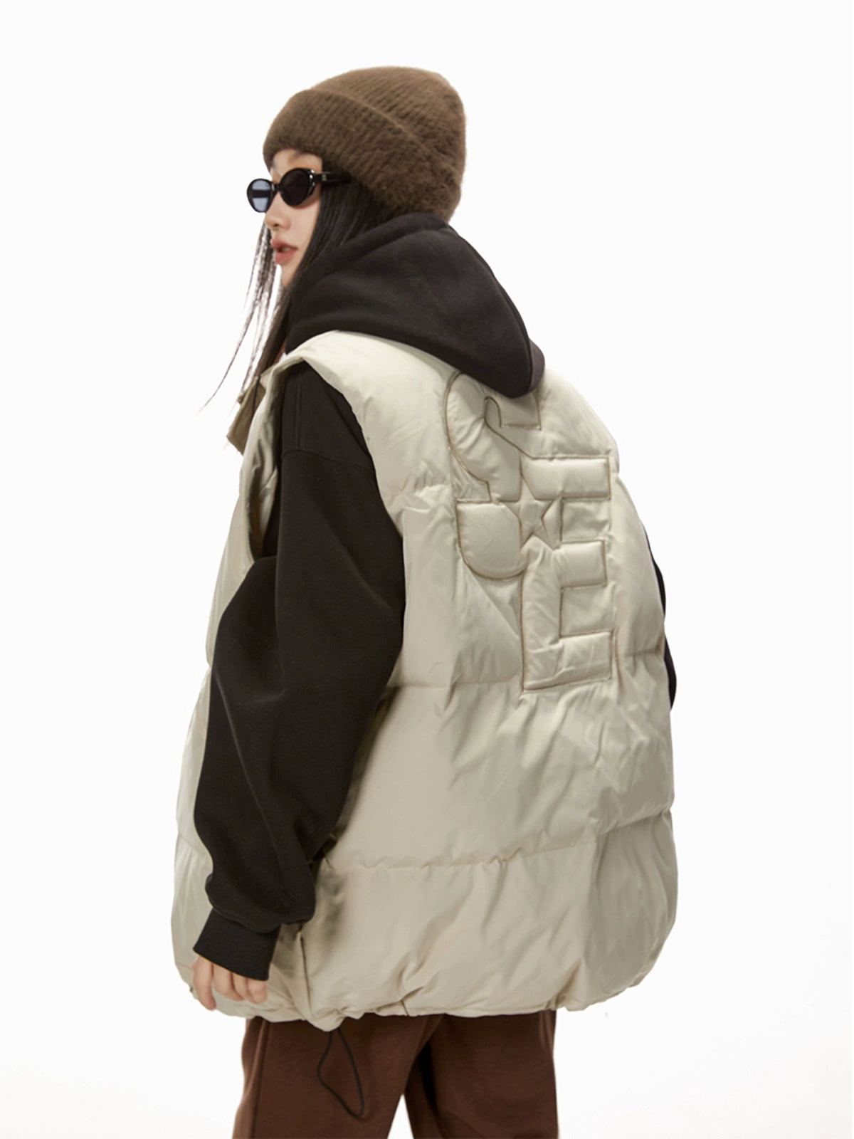 ICH MODE 美式复古棉马甲女秋冬季宽松夹棉外套棉服棉衣加厚背心