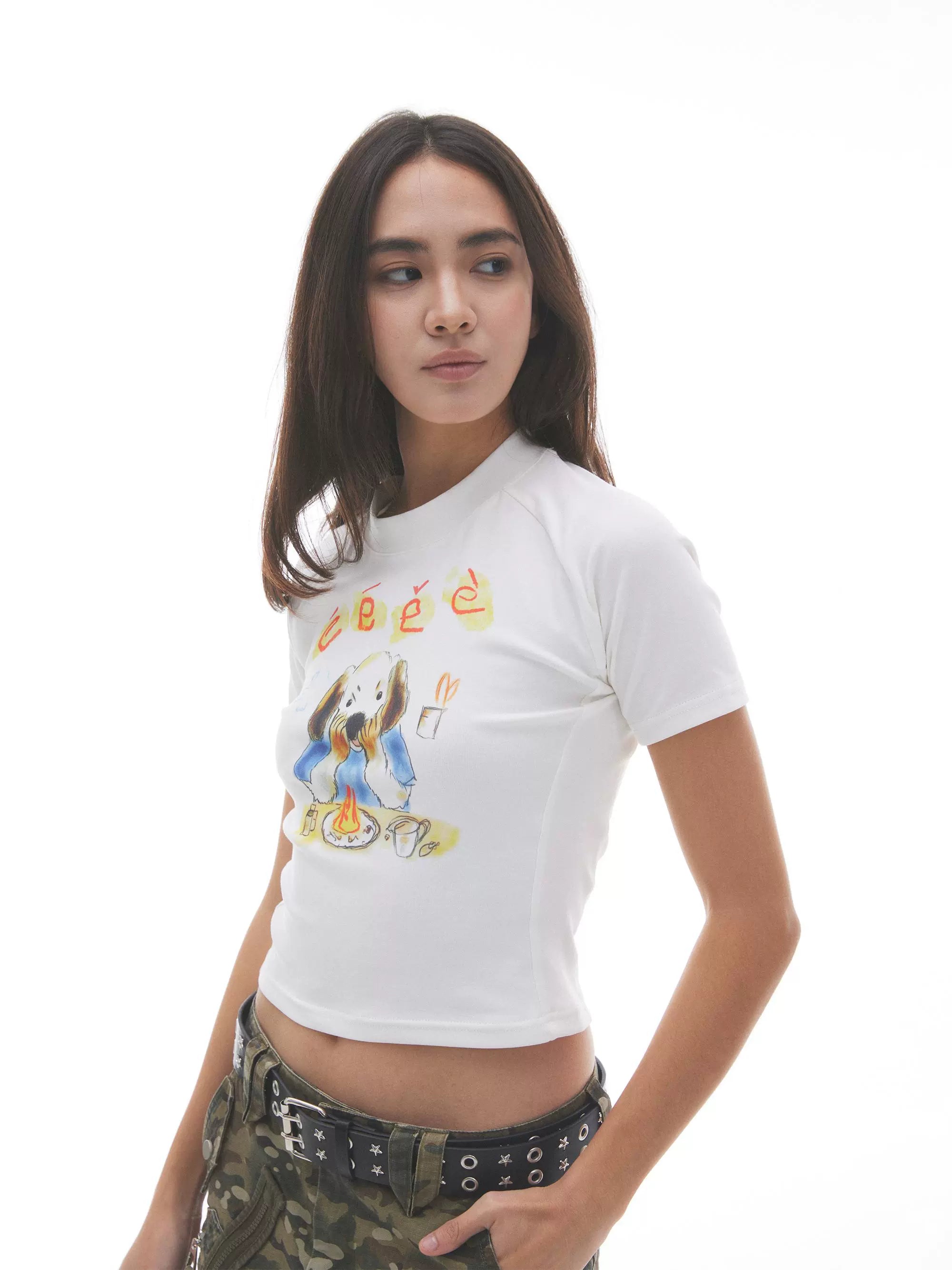 “生日快乐!”| eeee多巴胺风格手绘小狗短款T恤辣妹内搭短袖夏