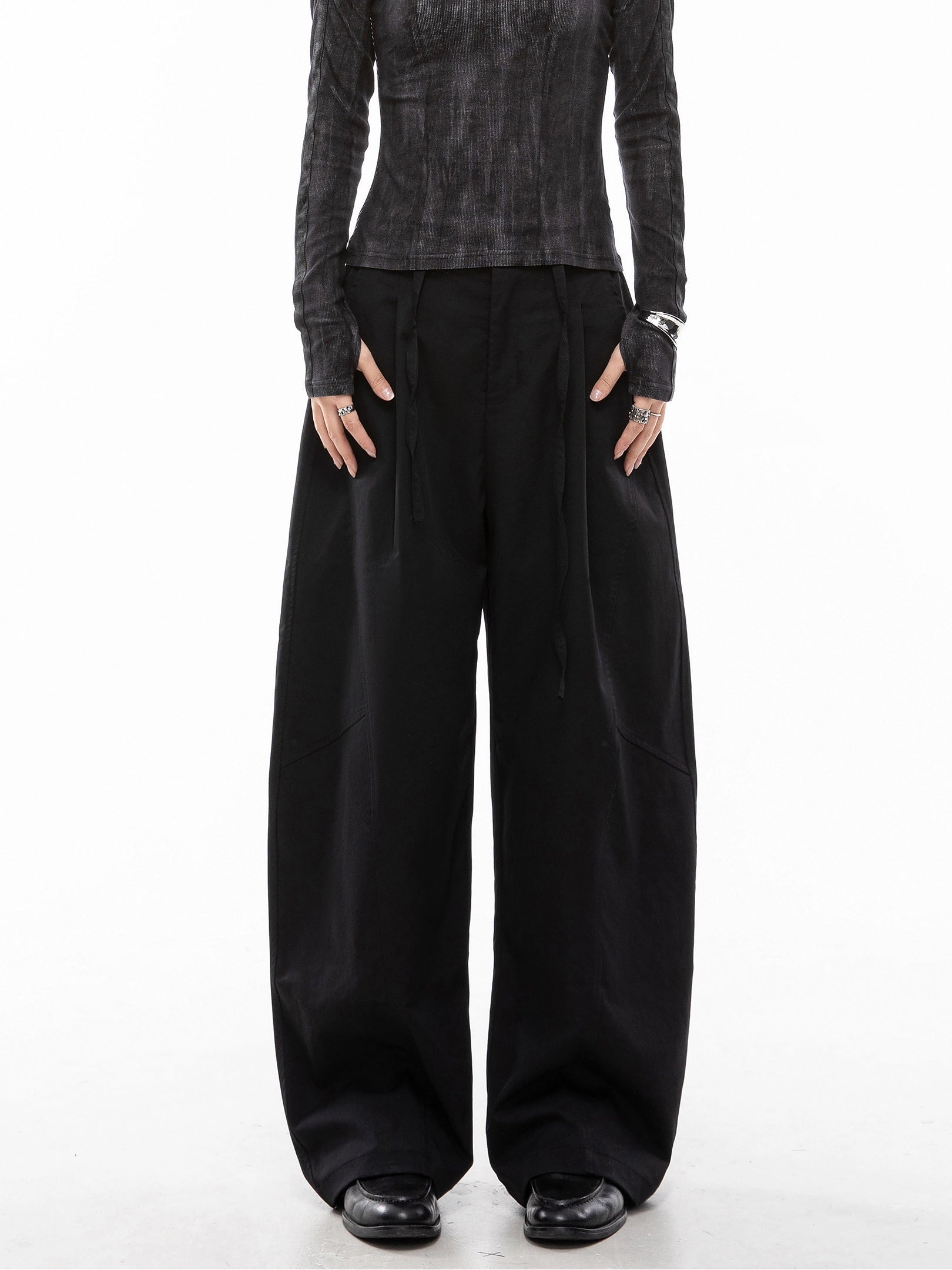 ICH MODE 美式复古弯刀休闲裤女宽松慵懒直筒裤子百搭阔腿运动裤