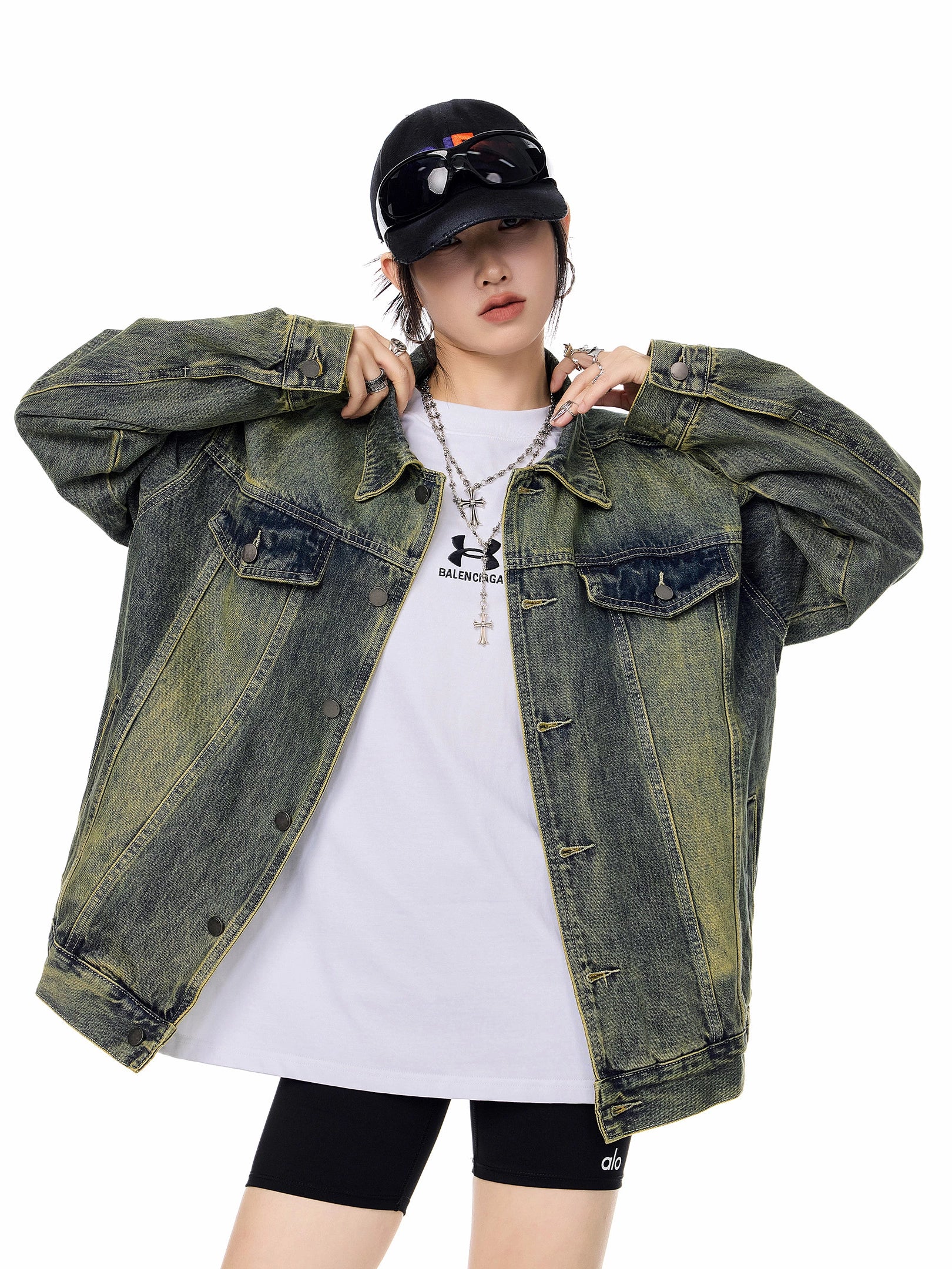 ICH MODE 美式复古工装牛仔外套女秋冬2025新款宽松休闲夹克上衣