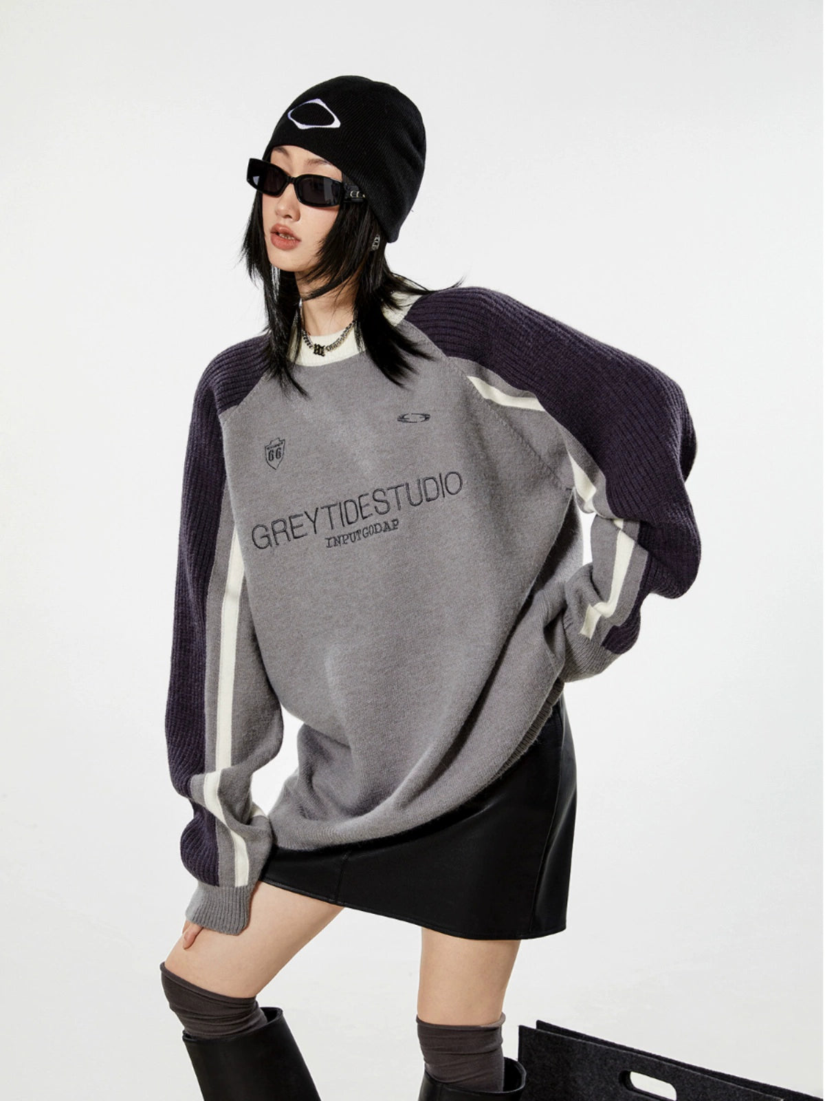 ICH MODE 美式复古套头毛衣女秋冬2025新款慵懒风针织衫外套上衣