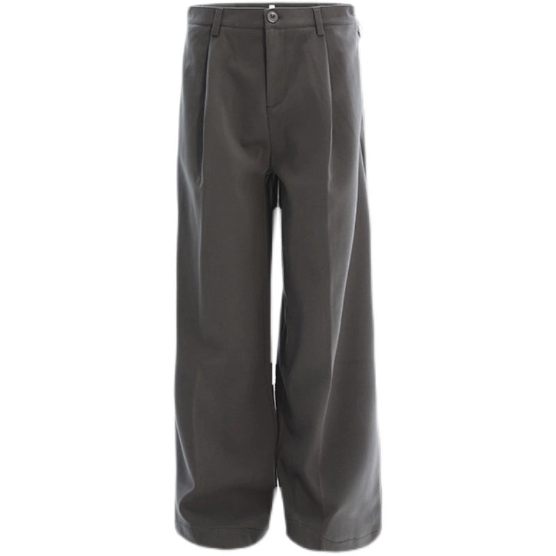 潮WOO专属TERRAINCOGNITA宽松绒感毛呢西裤百搭垂感长裤阔腿裤男