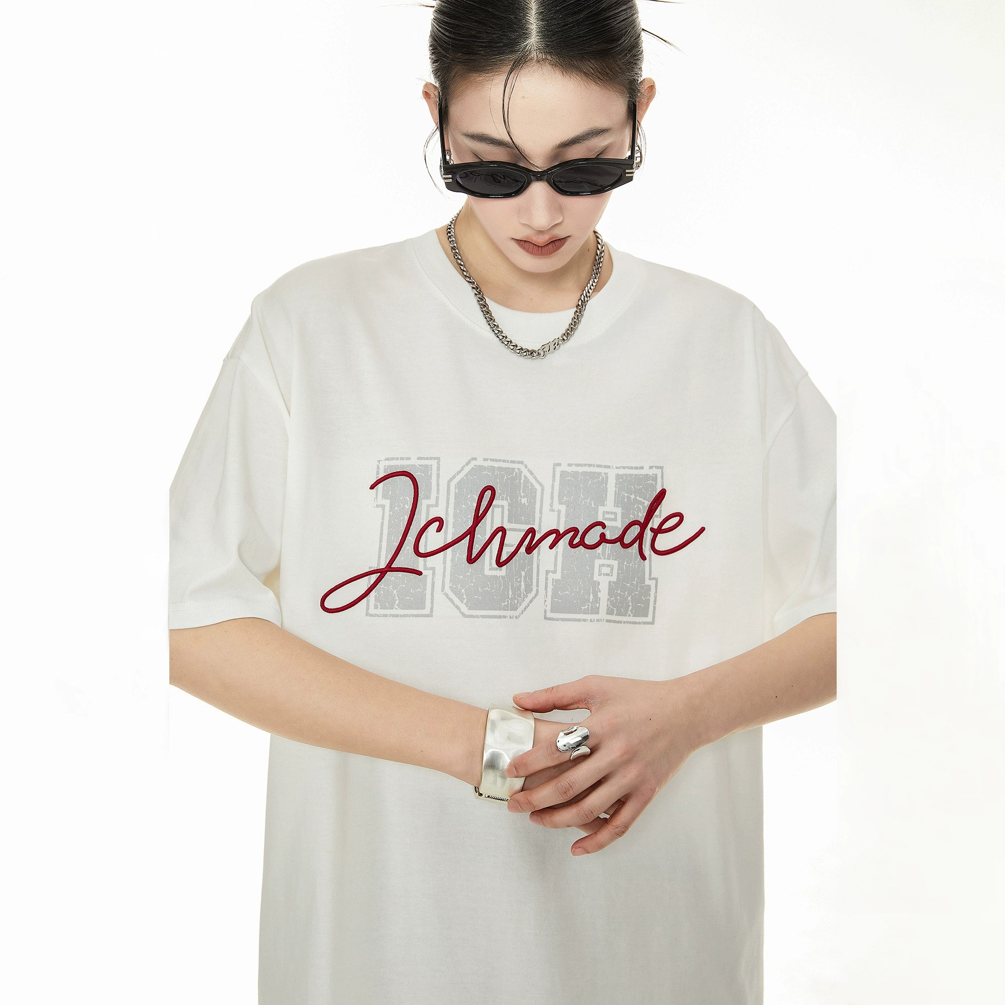 ICH MODE 美式复古白色短袖t恤女2025夏季新款宽松慵懒风半袖上衣