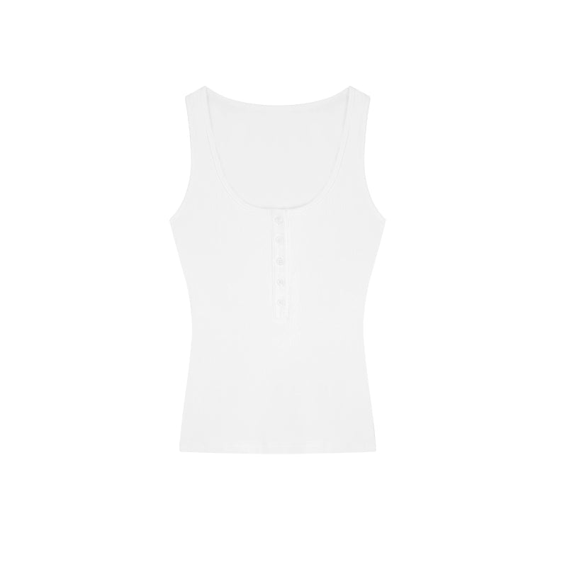 野生zero 白黑灰色u领背心针织内搭女春夏季外穿辣妹修身无袖上衣