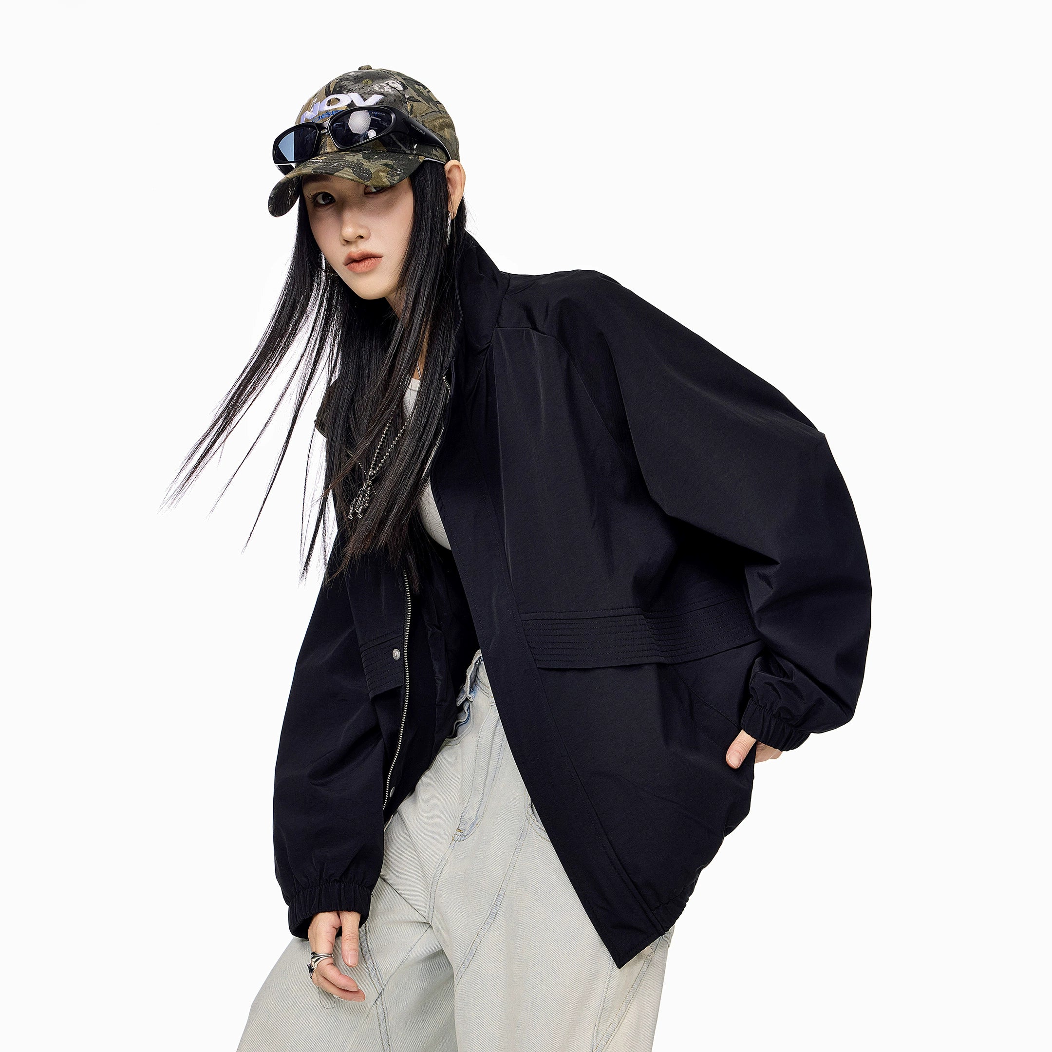 ICH MODE 美式复古工装外套女秋冬季飞行员夹克宽松上衣2025新款