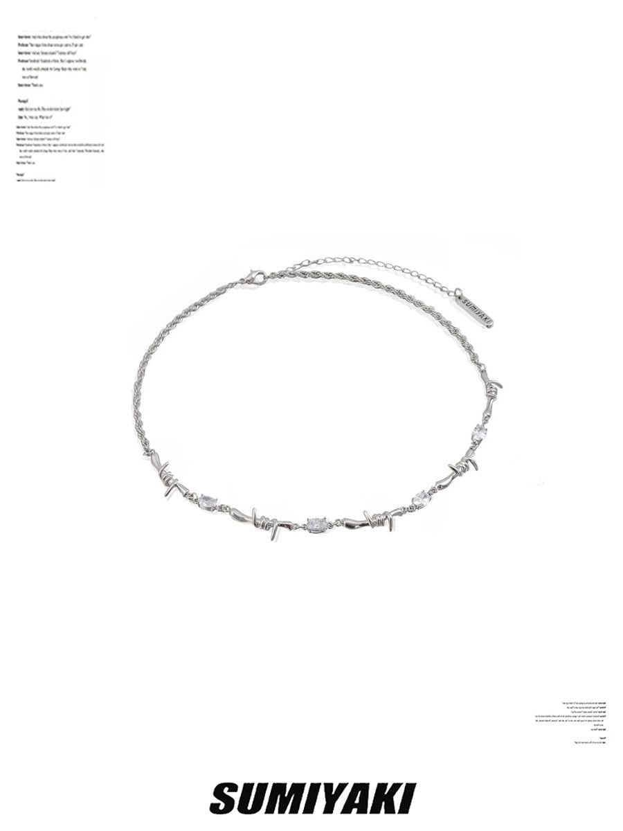 中性风十足!SUMIYAKI原创设计荆棘缠绕项链素链百搭通勤锁骨链