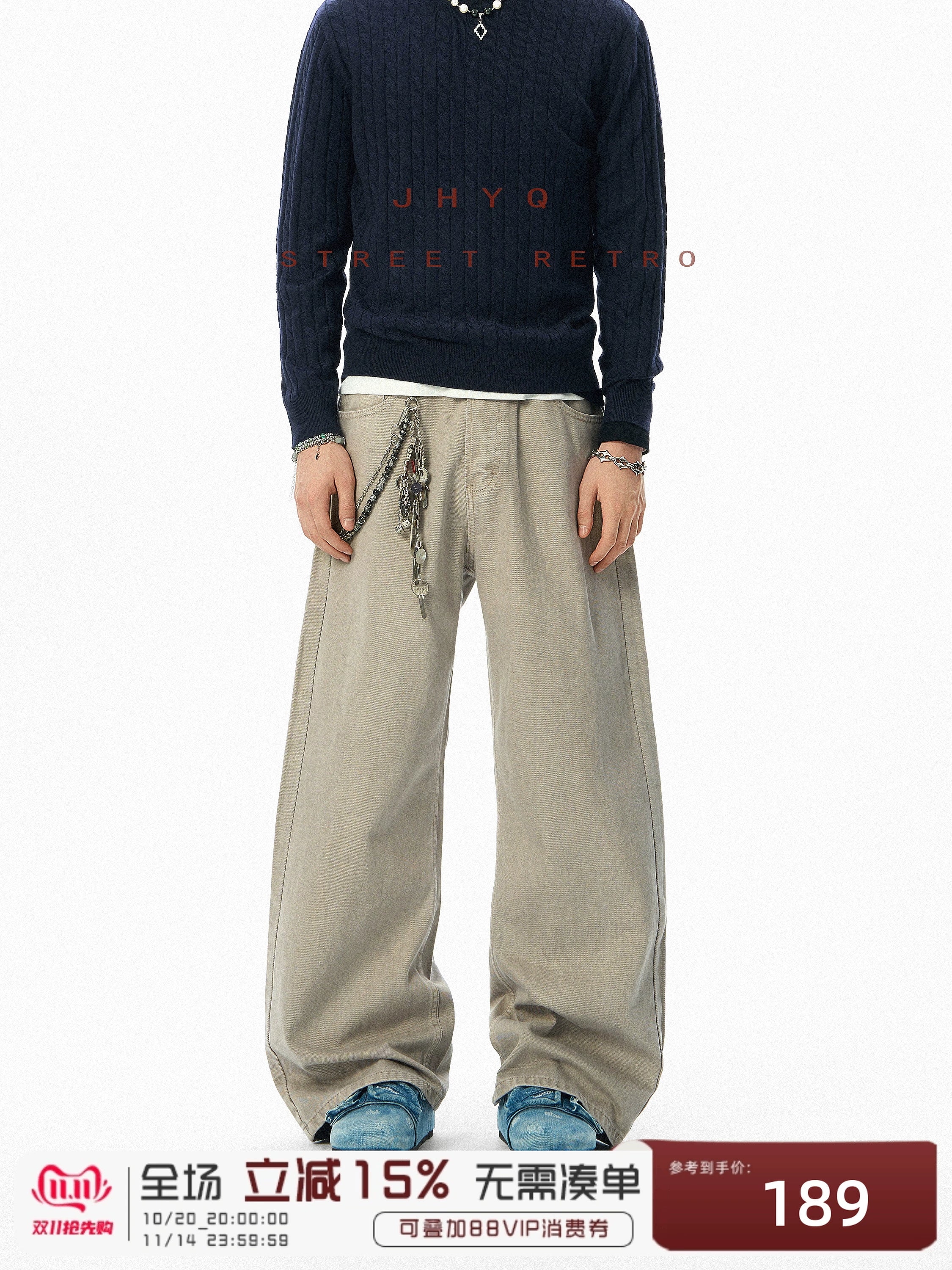 高品质丨JHYQ美式复古直筒休闲裤男宽松百搭工装cleanfit长裤男