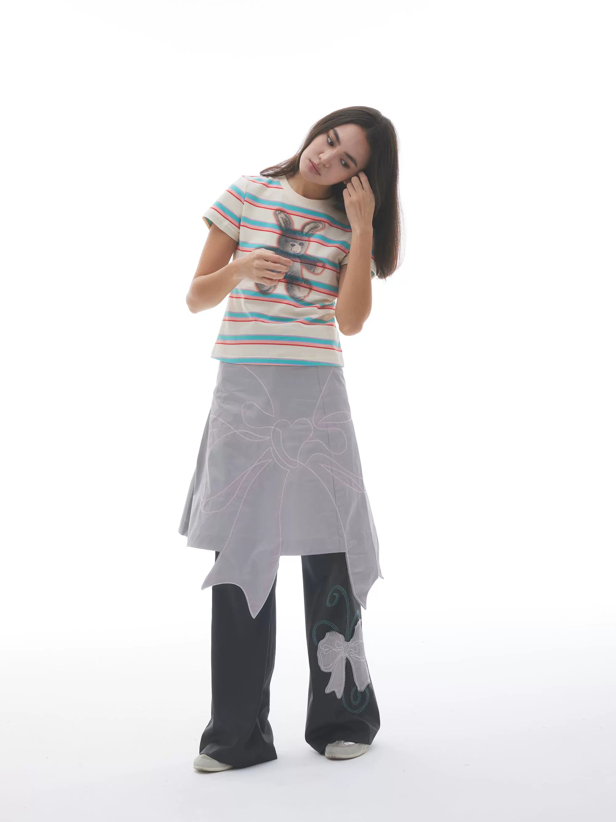 “莱贝特”| eeee朋克兔子T恤短款小众条纹Y2K辣妹风小众打底短恤