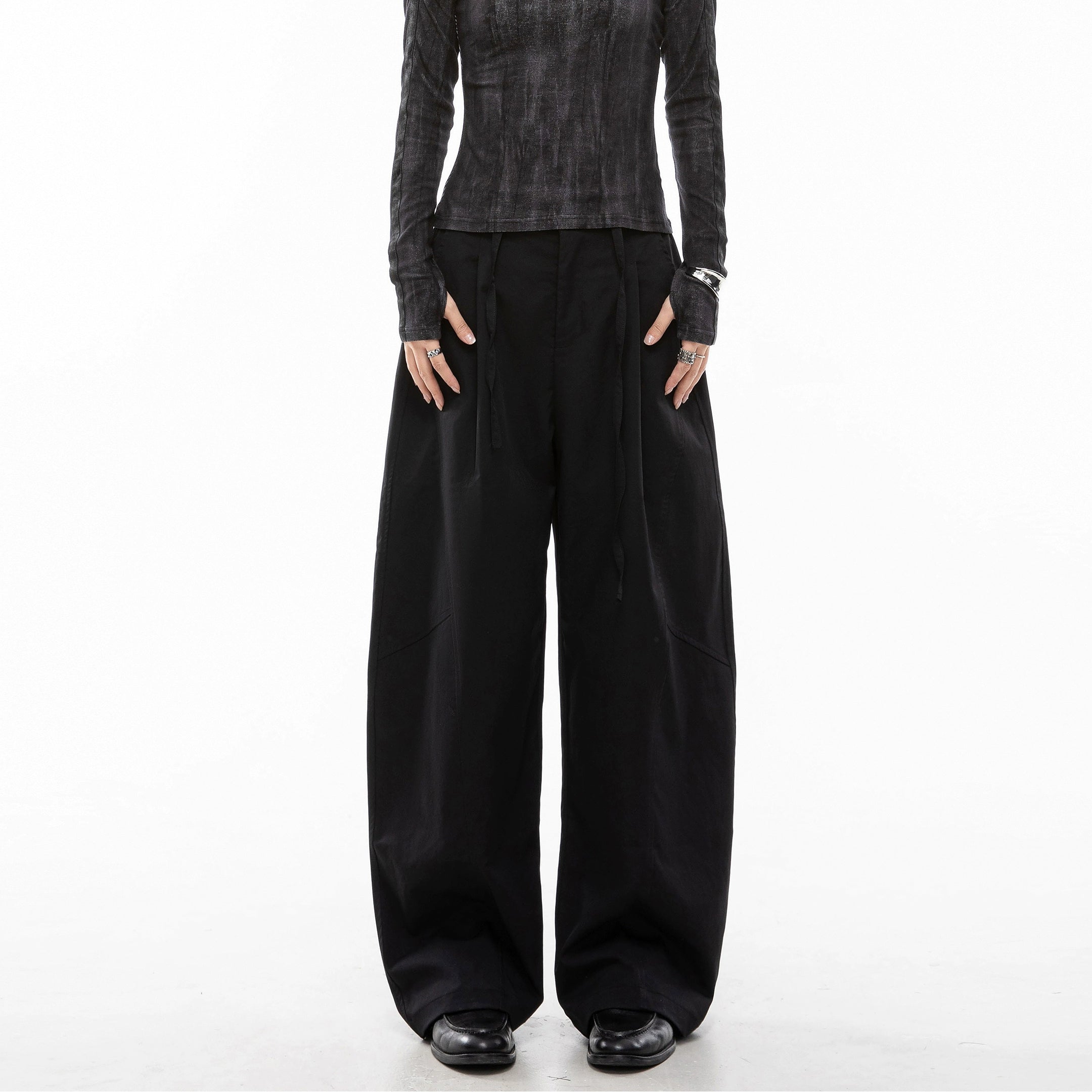 ICH MODE 美式复古弯刀休闲裤女宽松慵懒直筒裤子百搭阔腿运动裤