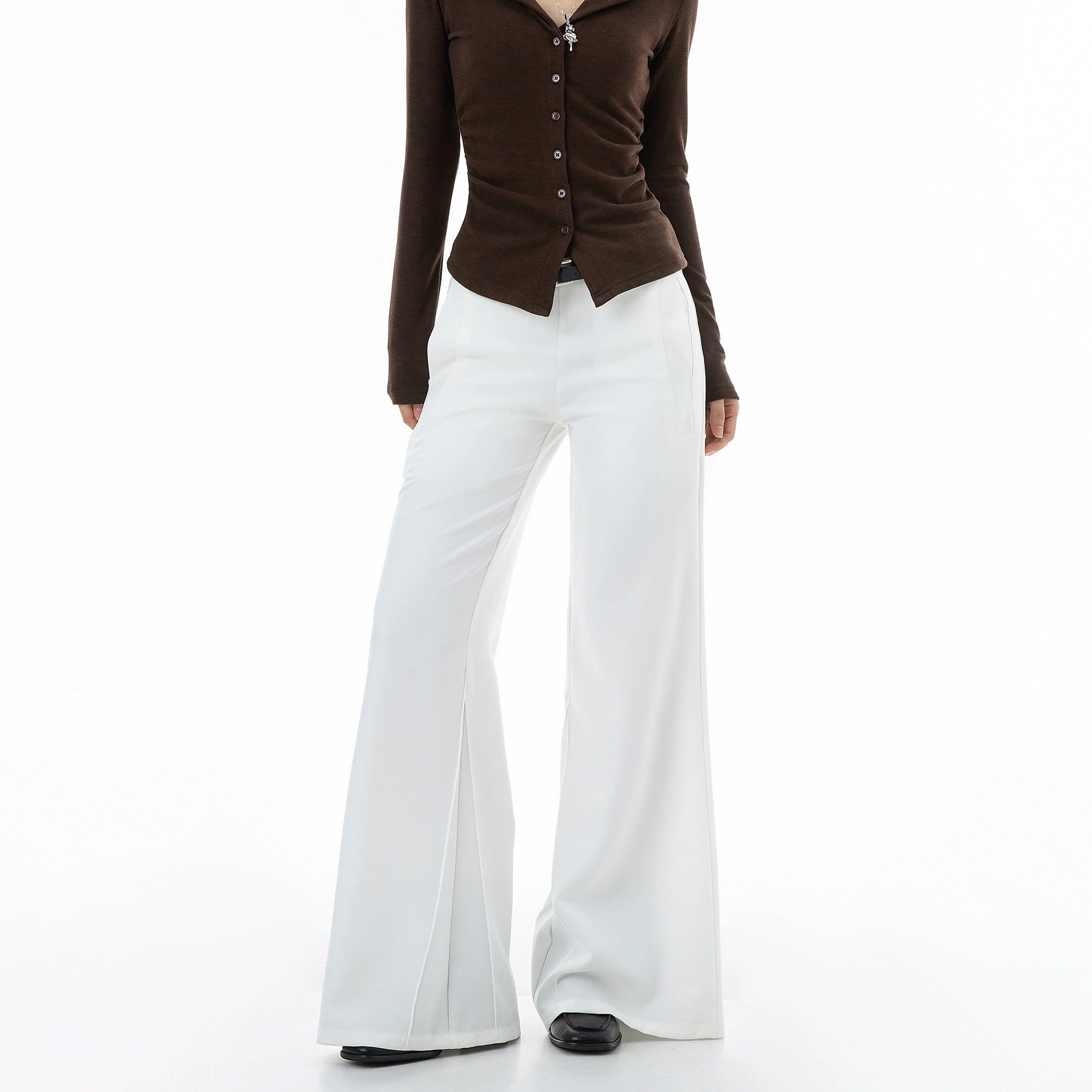 ICH MODE 美式复古低腰微喇休闲裤女宽松直筒长裤运动裤阔腿裤子