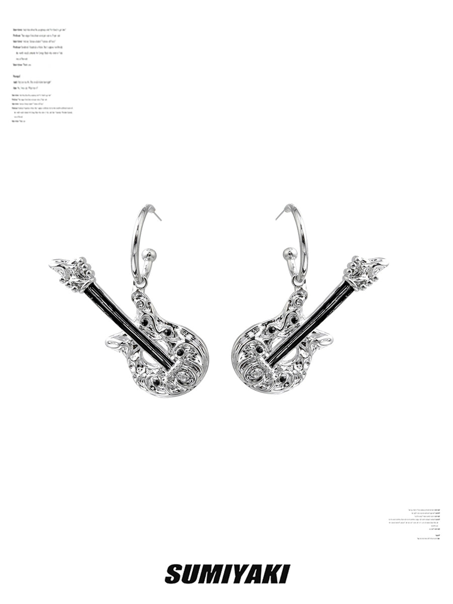 音乐节bi备!SUMIYAKI"五杀摇滚"吉他系列s925耳环朋克摇滚耳饰