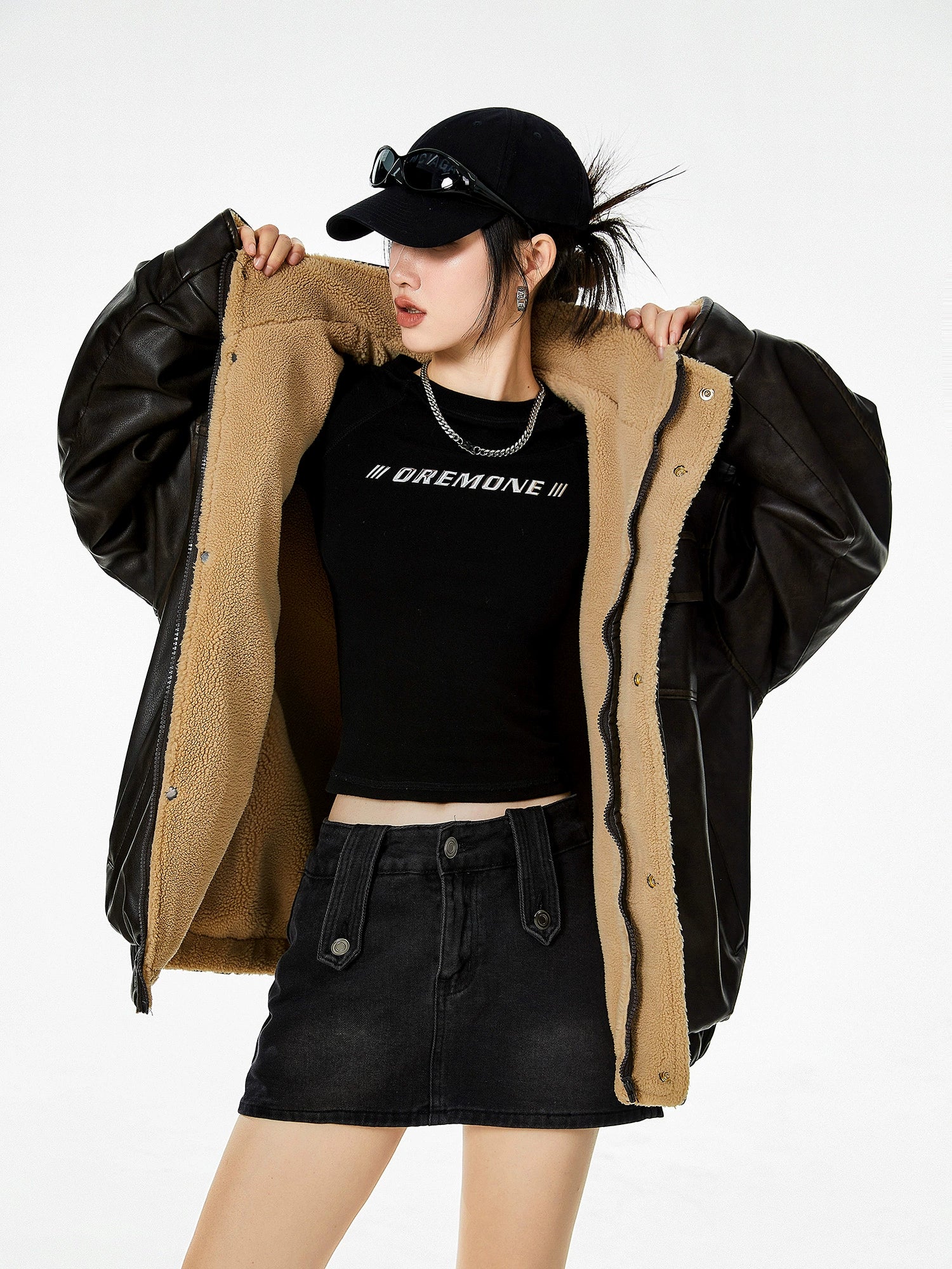 ICH MODE 美式复古皮衣棉服女冬季夹棉棉衣加绒加厚外套高级感