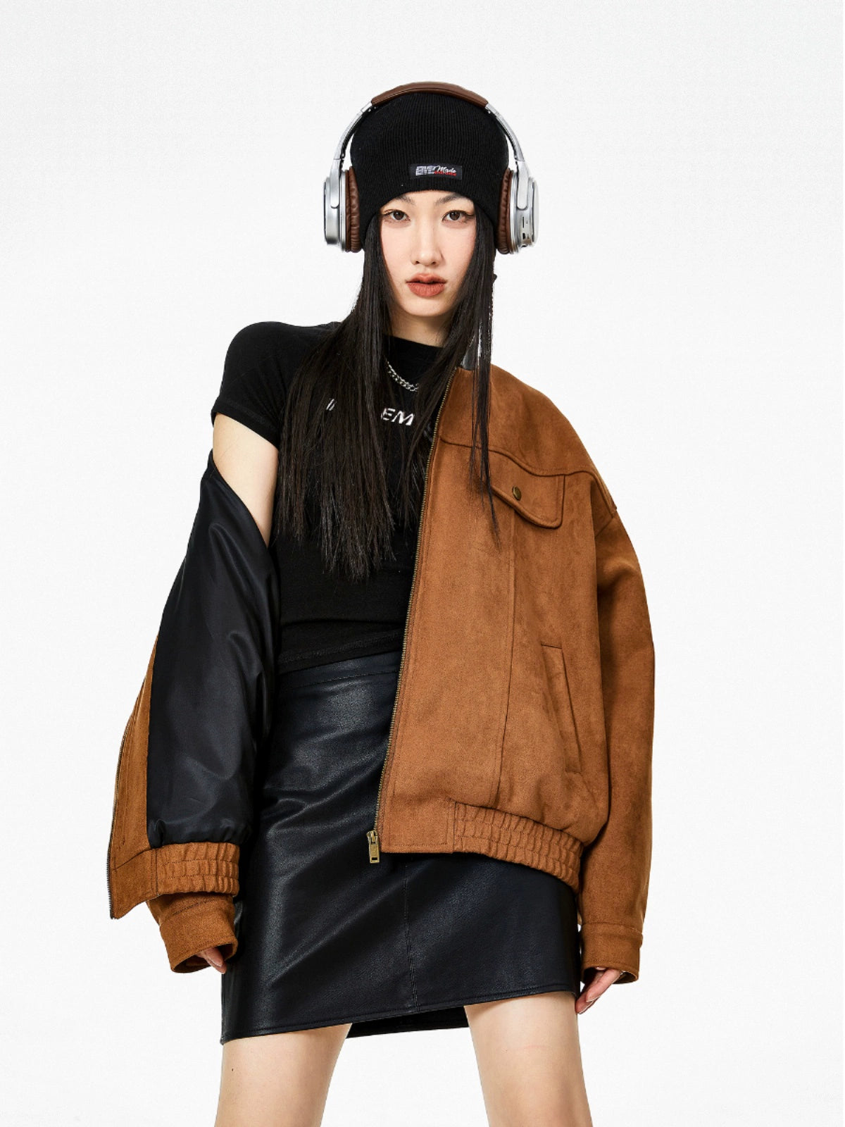 ICH MODE 美式复古巴恩风麂皮绒外套女2025新款秋冬工装夹克上衣