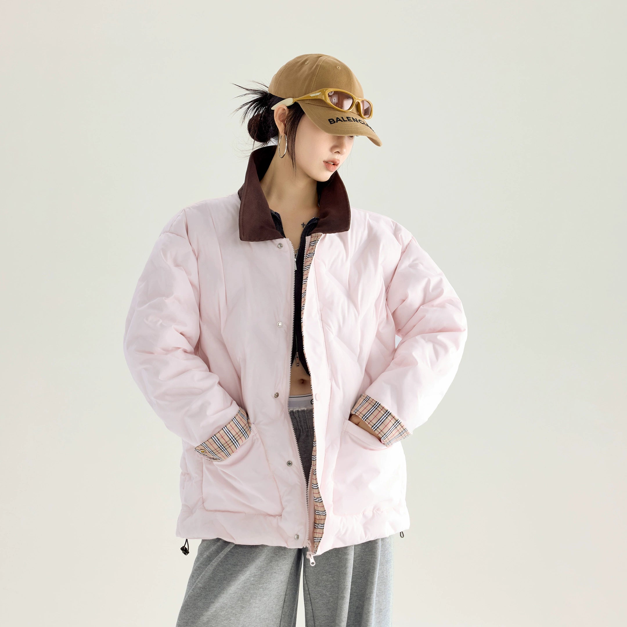 ICH MODE 美式复古棉服夹棉外套女款秋冬季轻薄棉衣棉袄夹克新款