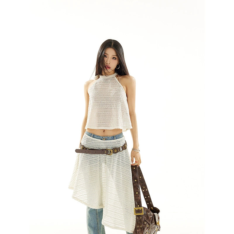 【5/20 20点原创新品9折】野生zero“雅致名媛”系带背心半裙套装