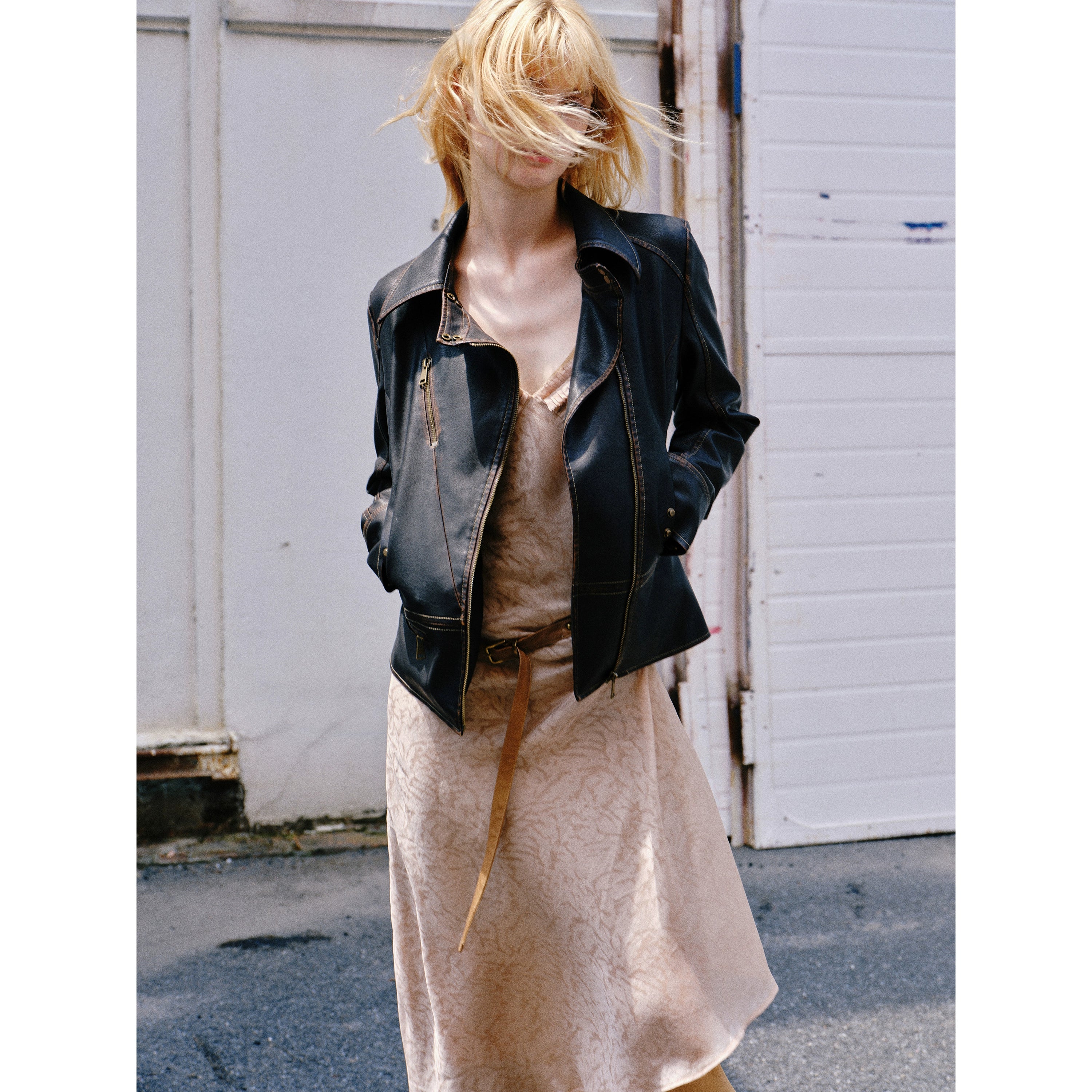 2th Desire美式复古辣妹修身机车服设计感朋克短款皮夹克外套上衣