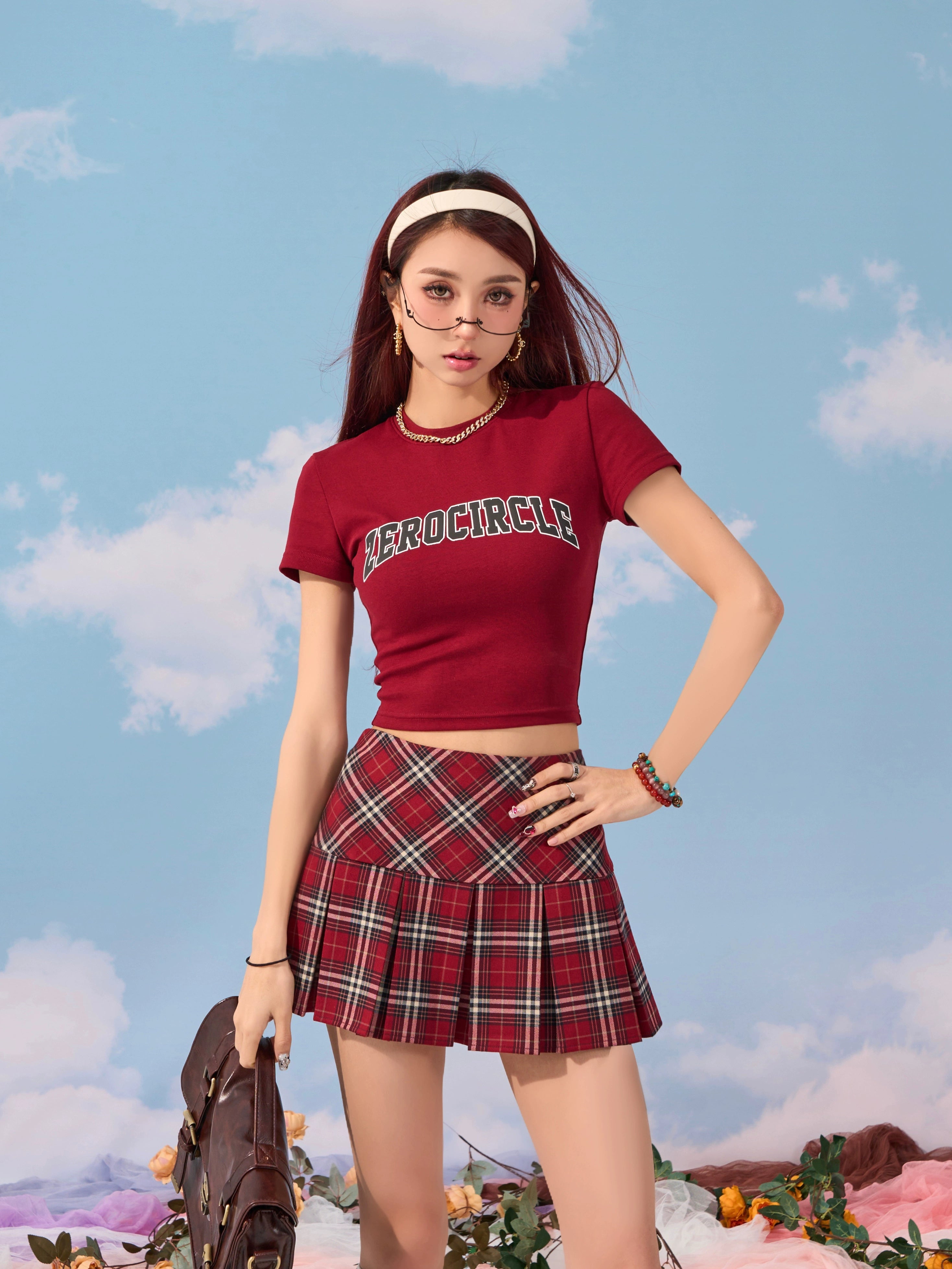 野生zerocircle军绿棕色短袖t恤女夏abg辣妹修身显瘦正肩短款上衣