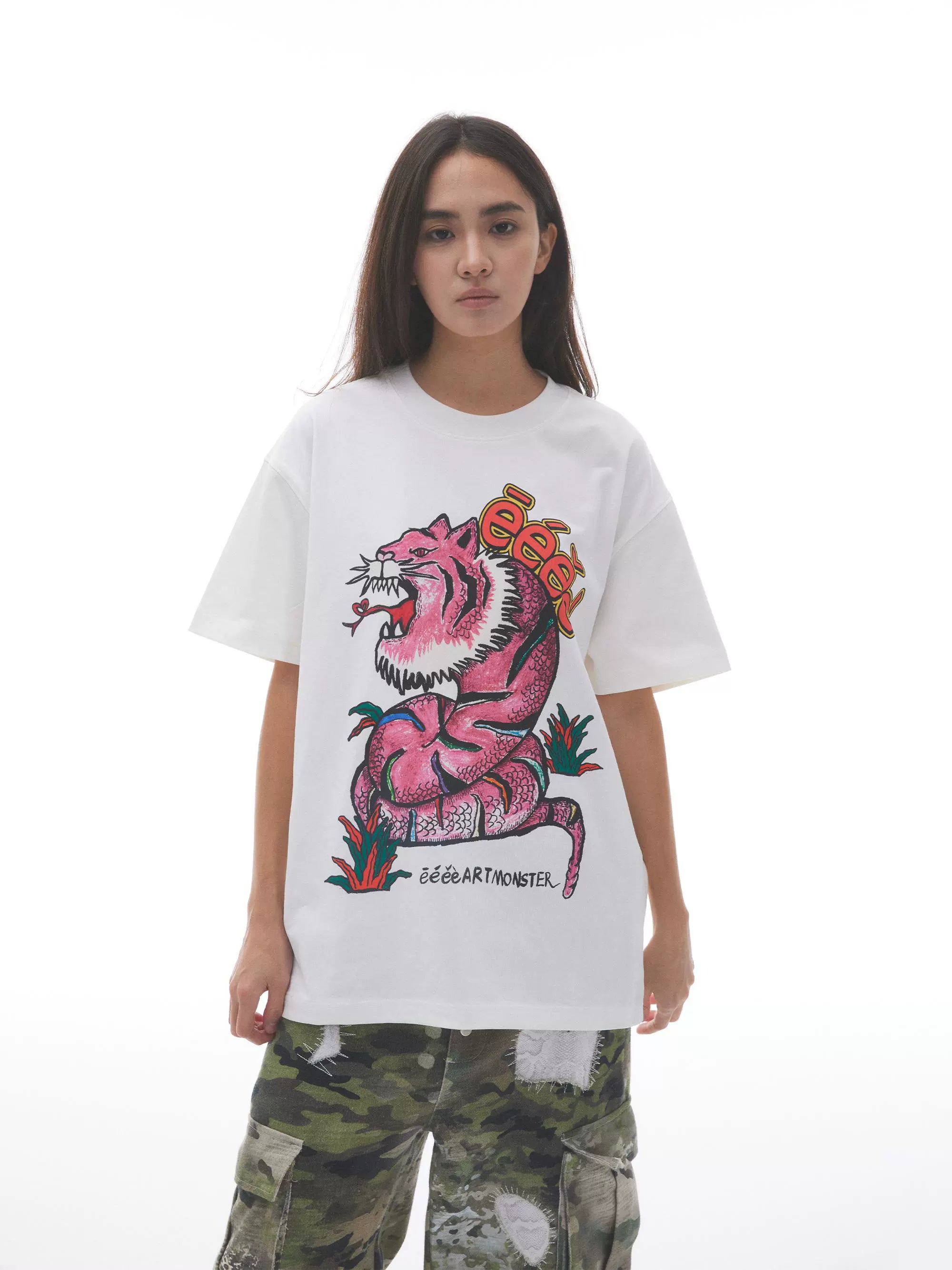 “虎头蛇尾”| eeee设计师款蛇年限定印花圆领短袖手绘涂鸦T恤夏