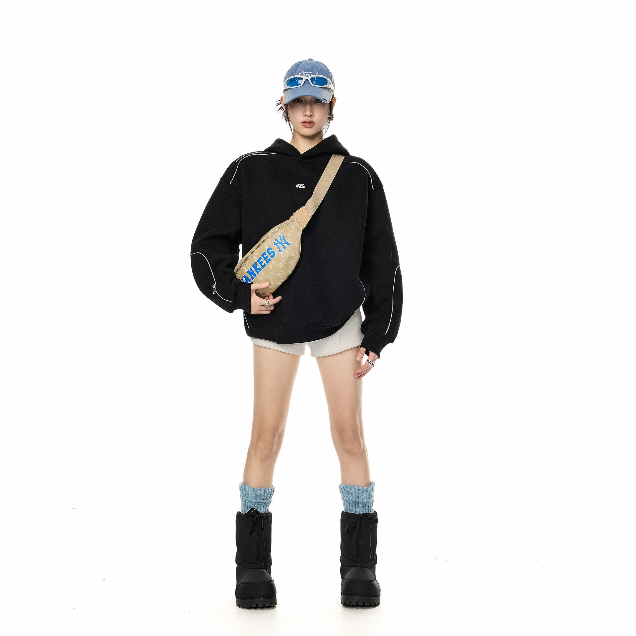 ICH MODE 美式复古宽松连帽卫衣女2025新款秋冬重磅休闲运动上衣