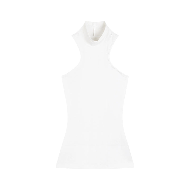 野生zero黑灰白色针织高领工字背心内搭女夏外穿修身辣妹无袖上衣