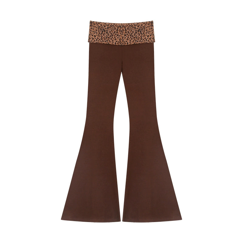 野生zero性感辣妹抹胸上衣外穿显瘦套装女夏豹纹显瘦休闲喇叭裤子