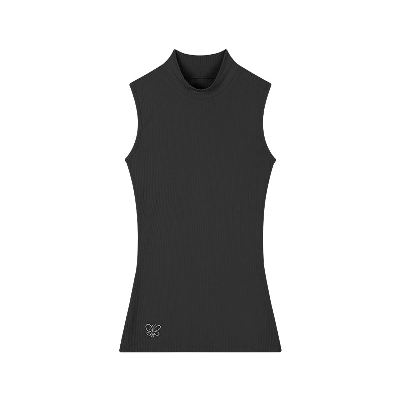 野生zero 薄荷曼波背心半高领黑白绿色内搭女春夏季修身无袖上衣