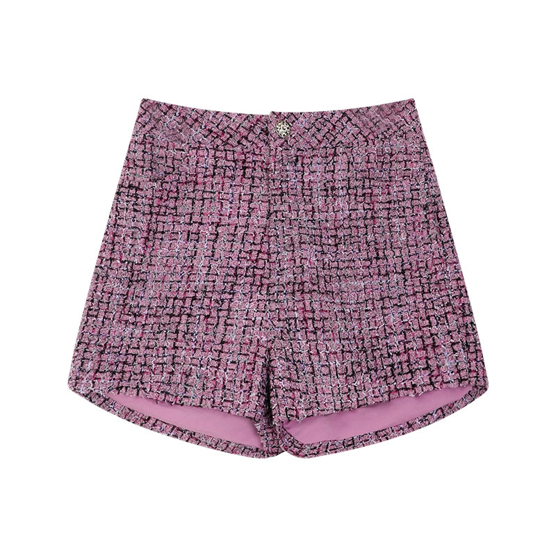 野生zerocircle小香套装女夏紫色复古修身马甲背心显瘦休闲短裤子