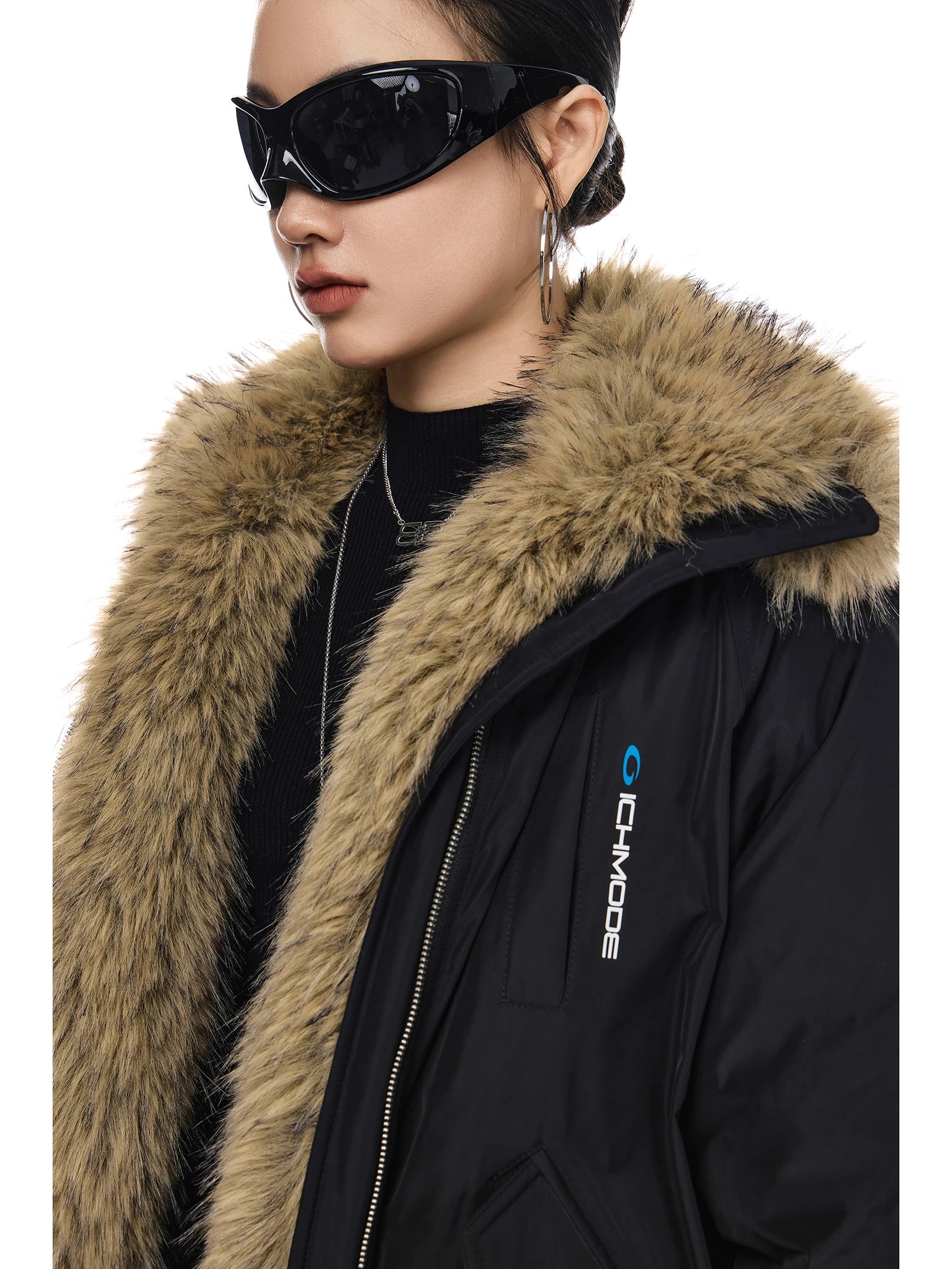 ICH MODE 美式复古座山雕棉衣棉服女2025新款秋冬季毛领防寒外套