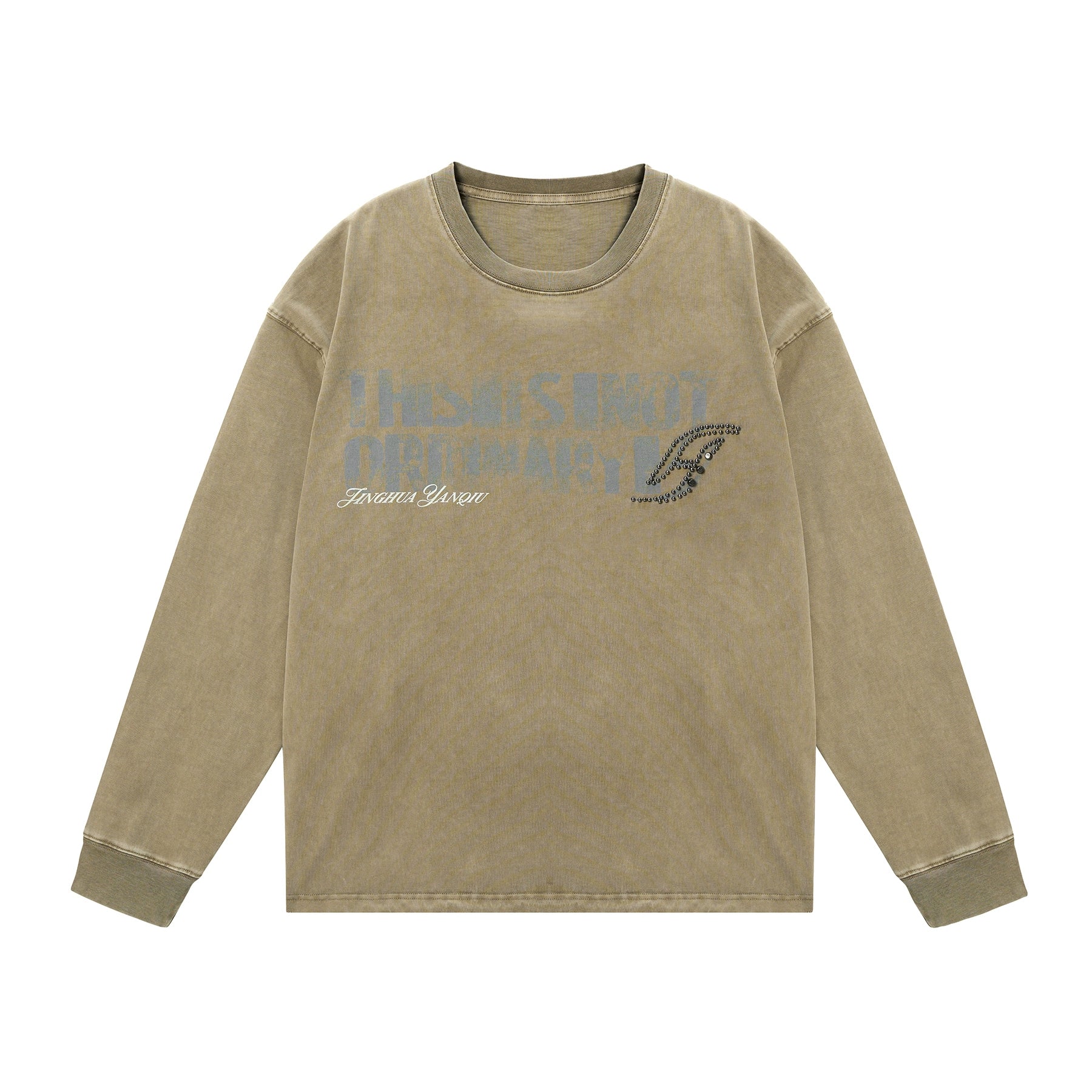 水洗系列丨JHYQ美式重磅320g长袖T恤男打钉宽松做旧字母印花卫衣