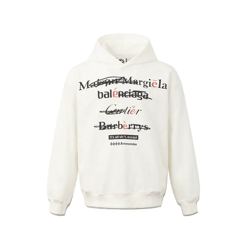 eeeeArtmonster创意"恶搞"标语美式连帽卫衣男女高街ins情侣帽衫