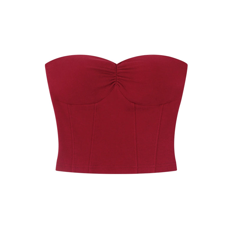 野生zero白黑红灰色无肩带针织抹胸带胸垫女外穿内搭修身辣妹上衣