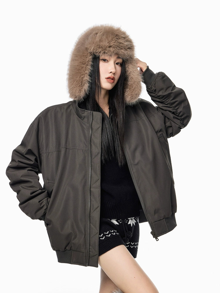 ICH MODE 90白鸭绒美式复古立领轻薄羽绒服女秋冬季保暖夹克外套