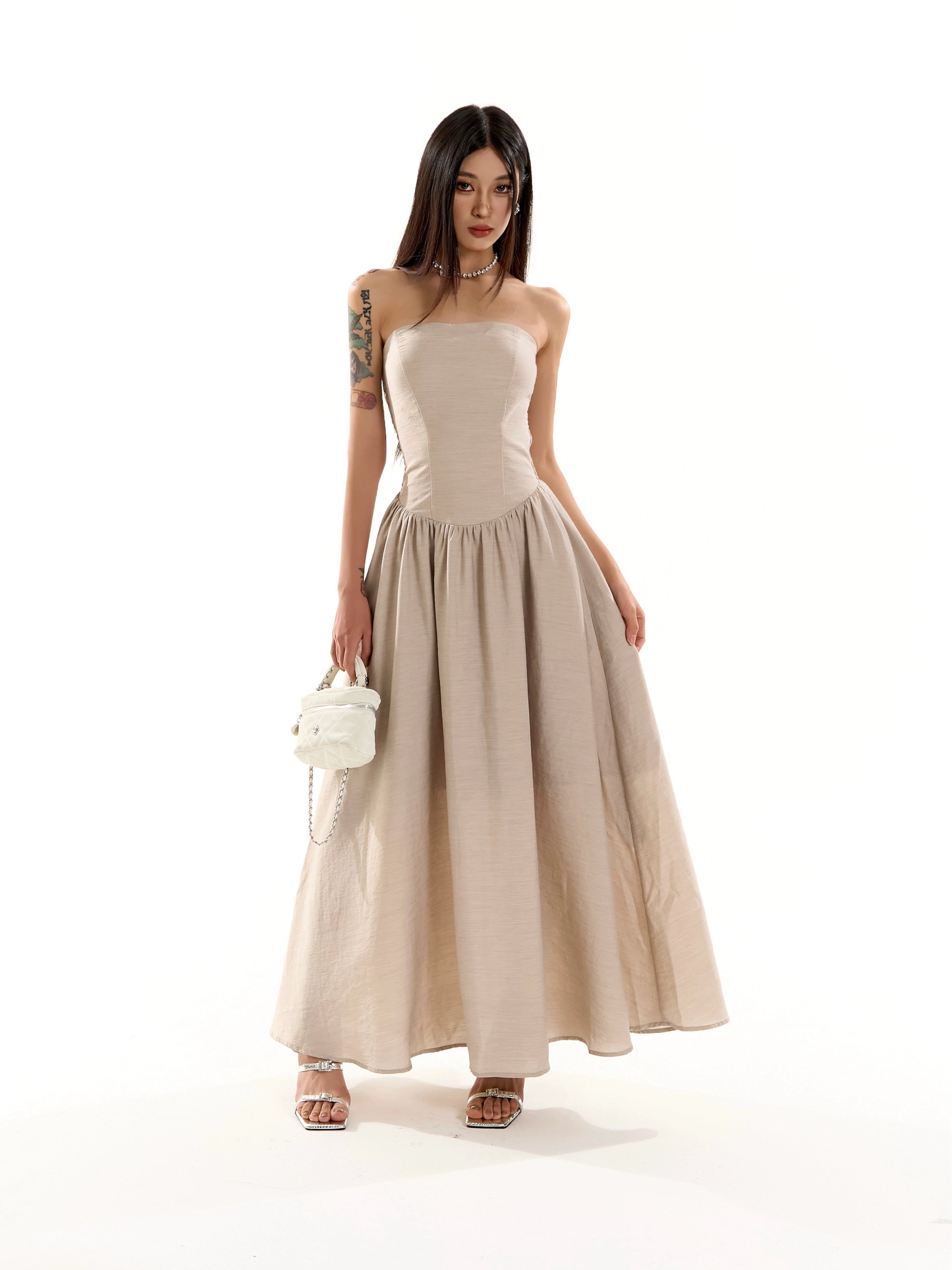 【5/20 20点 原创新品9折】野生zero“法式优雅”3色抹胸连衣裙