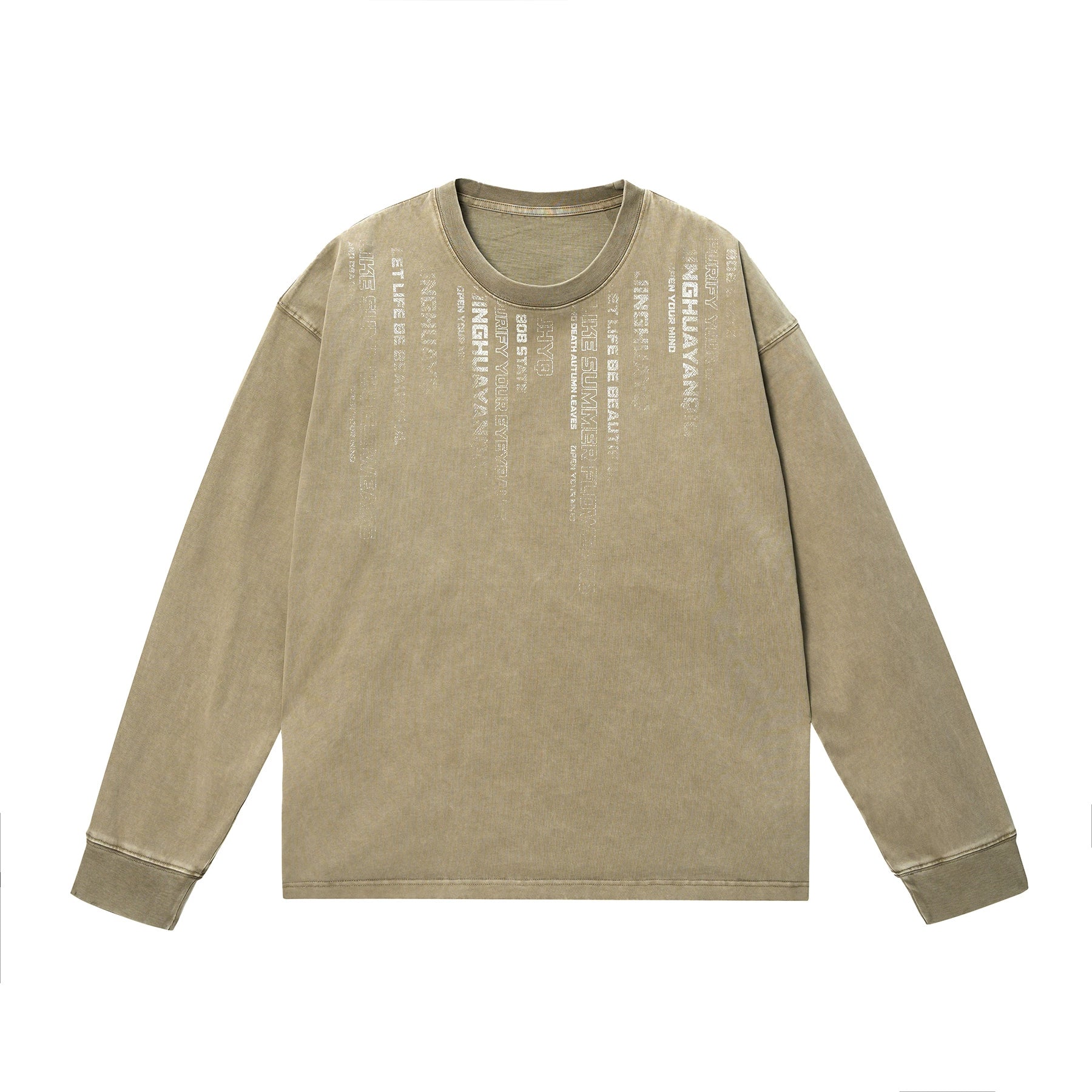 【代码】JHYQ秋季新款320G重磅美式水洗长袖T恤男士圆领休闲卫衣