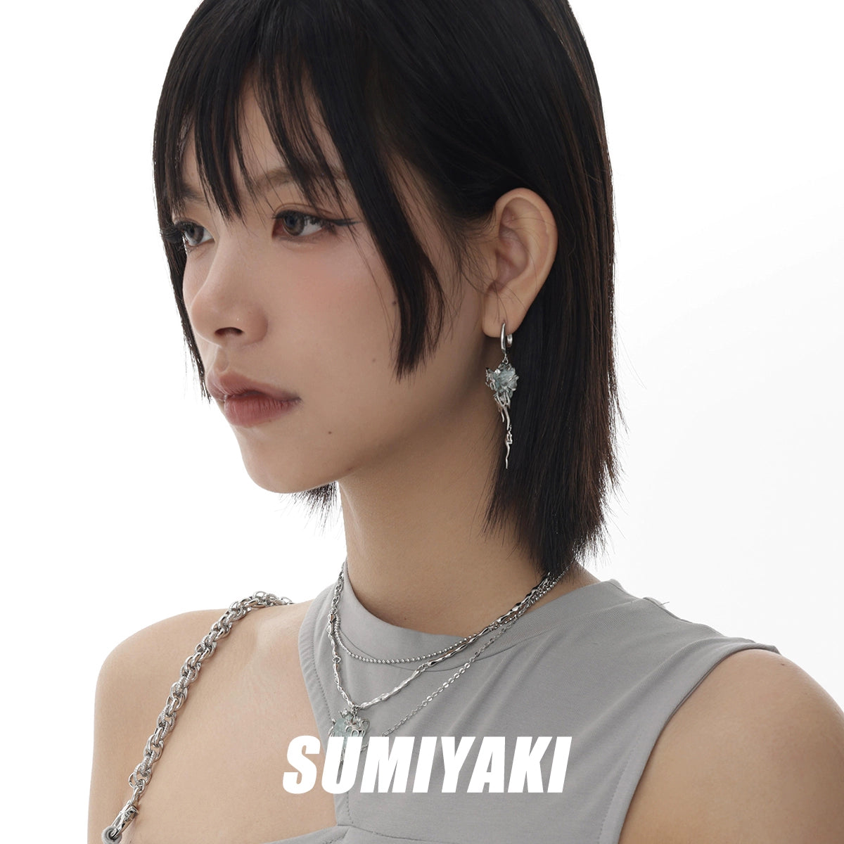 酷中带甜!SUMIYAKI 原创冰源狩狩猎冰川耳环小众高街设计感耳饰