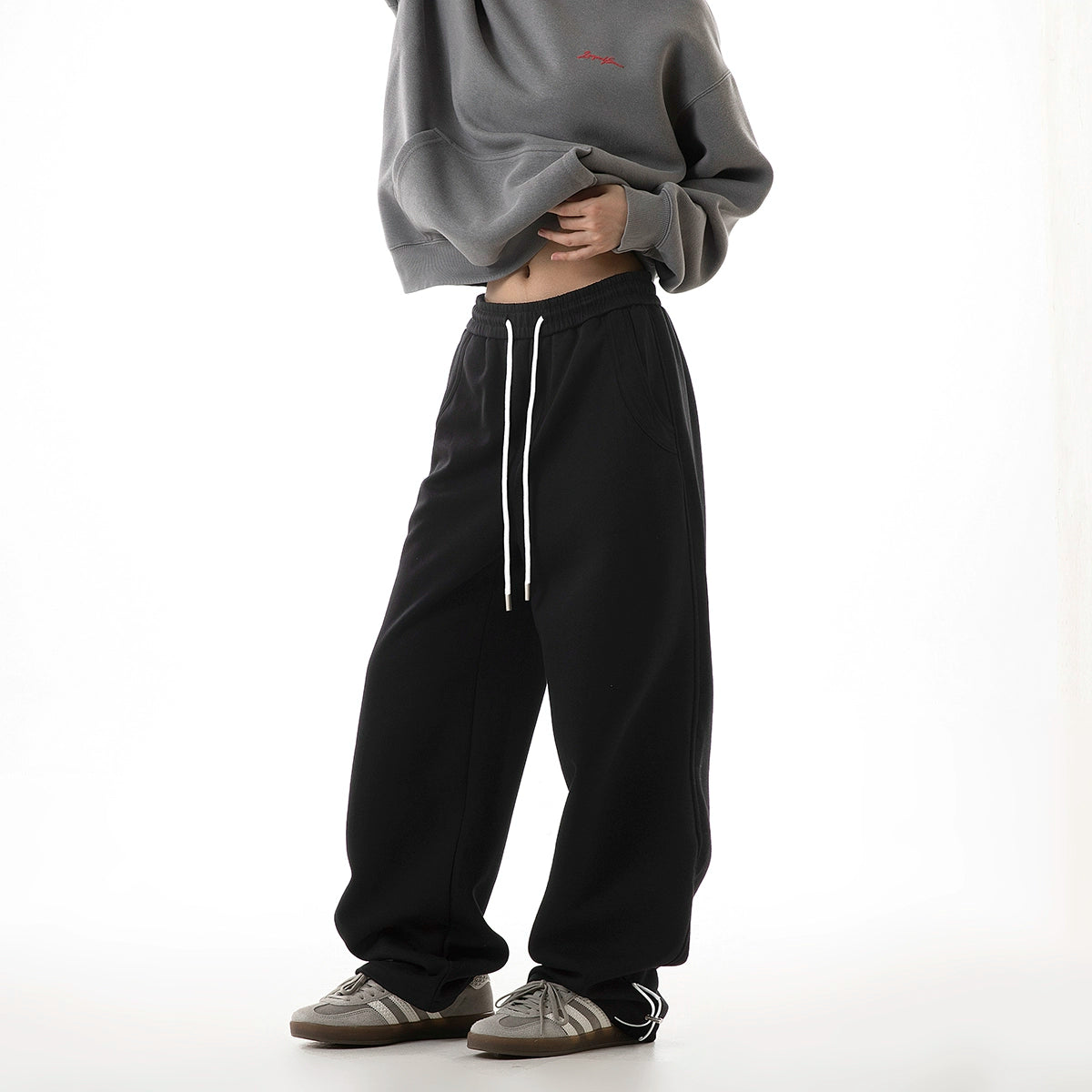 ICH MODE 美式复古休闲运动卫裤女秋冬国潮牌宽松垂感直筒休闲裤